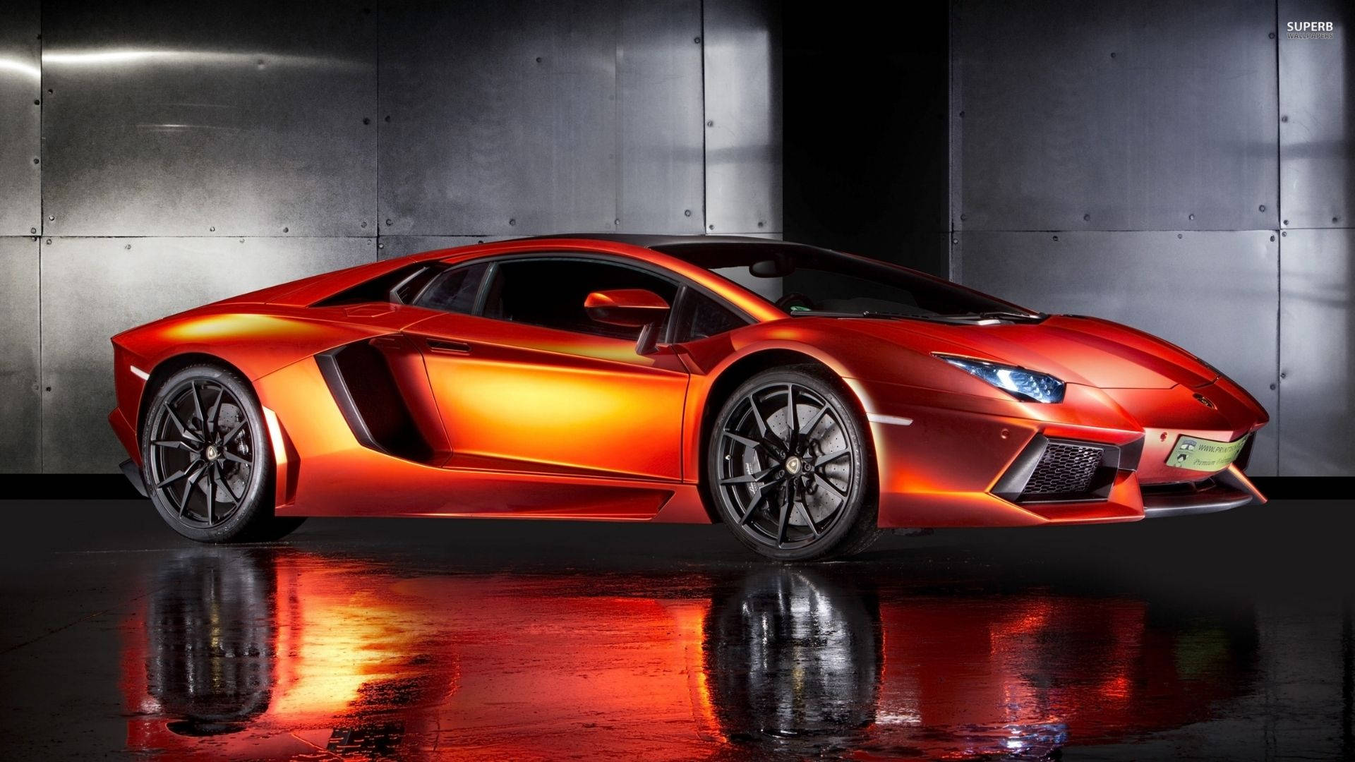 橘色藍寶堅尼 Aventador S Roadster 壁紙
