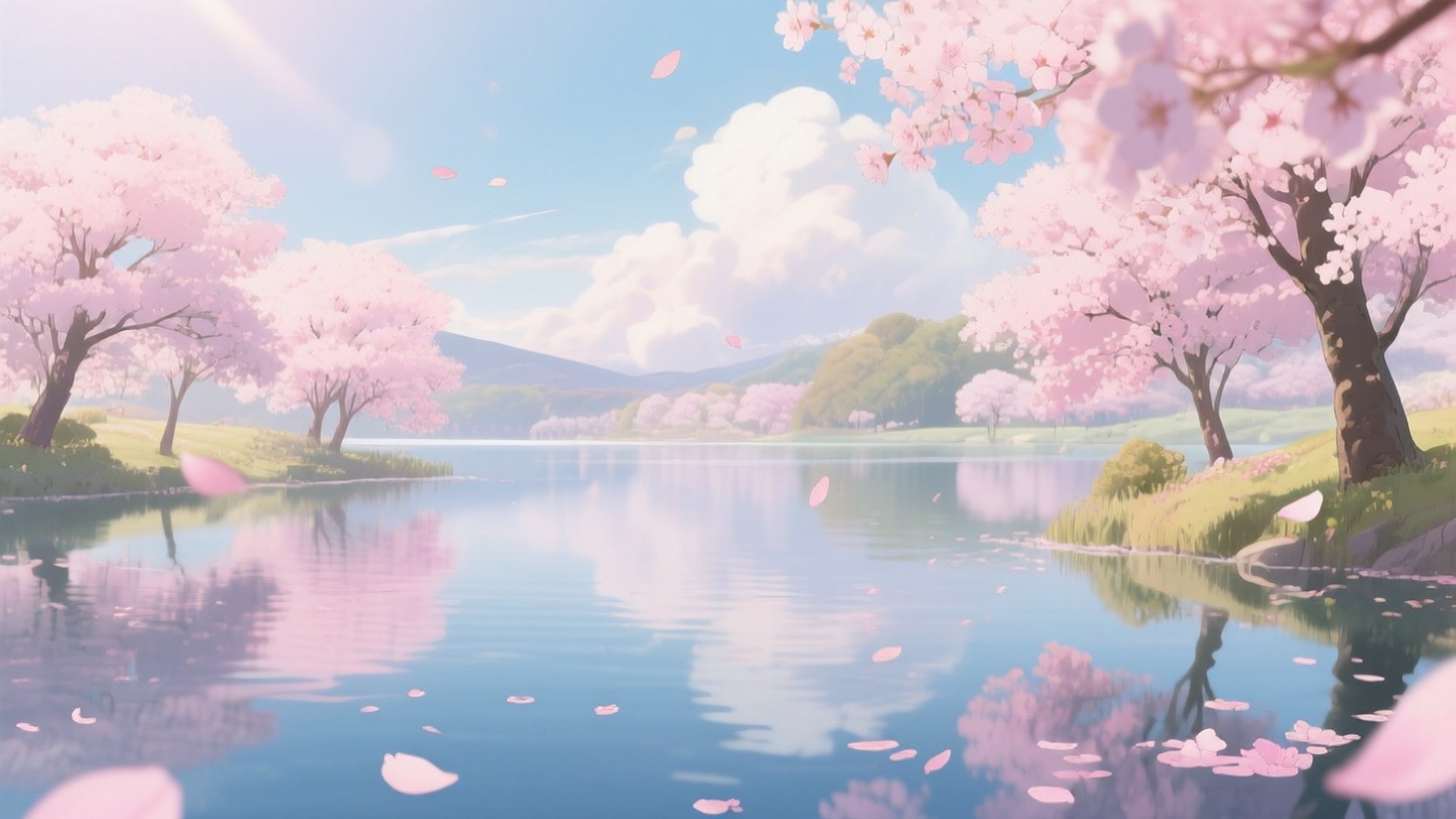 櫻花湖 壁紙