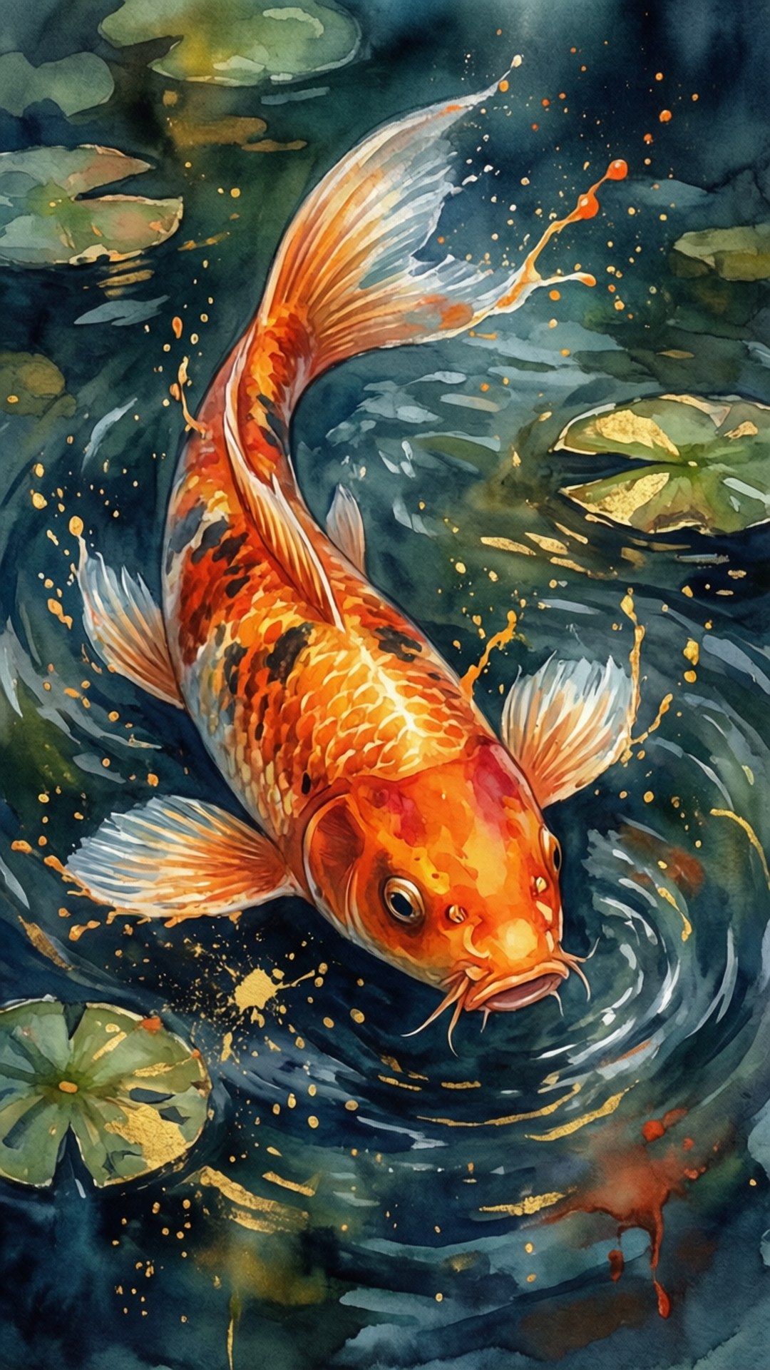 水彩锦鲤 壁紙