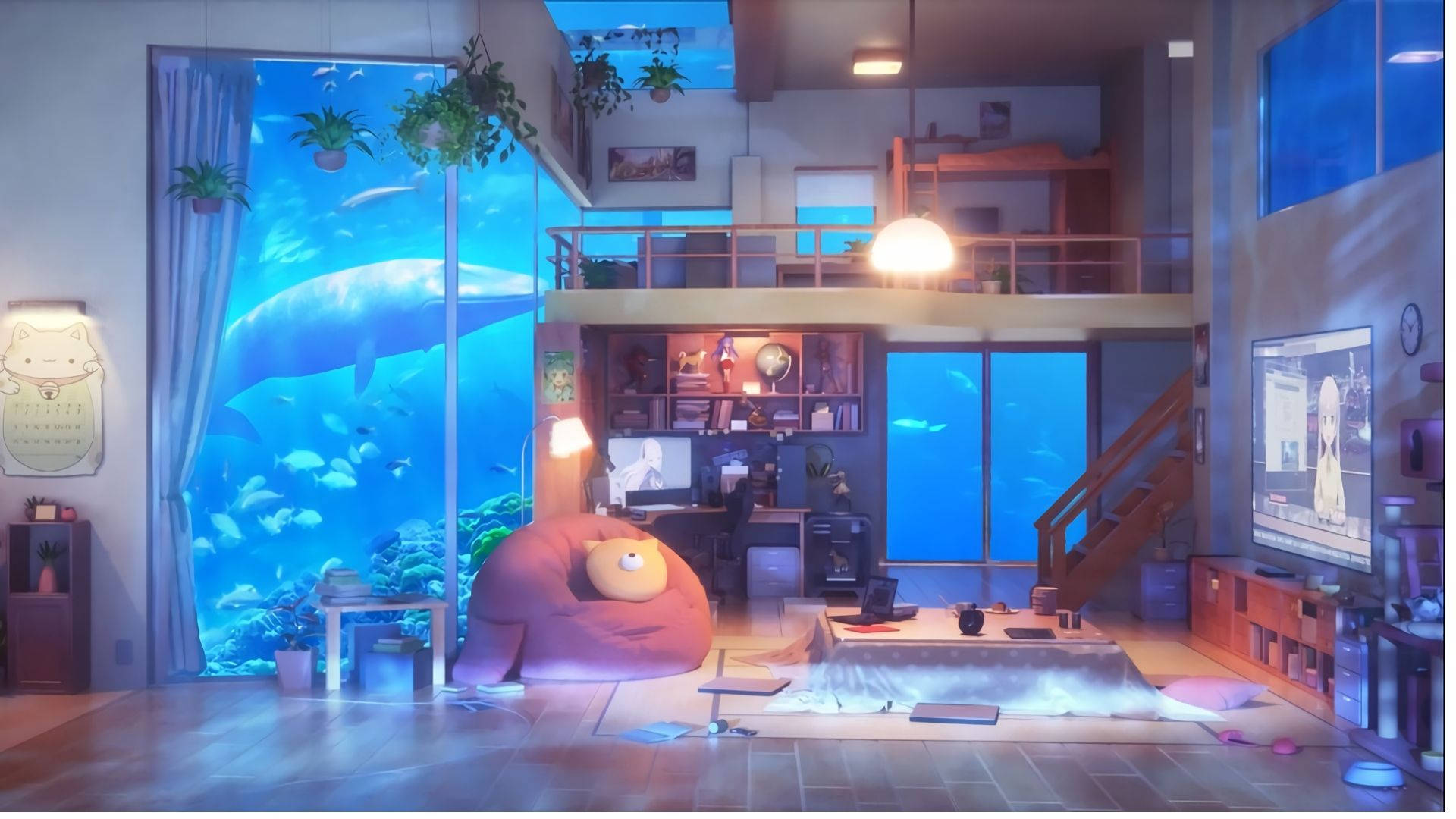 水族馆动漫房间 壁紙