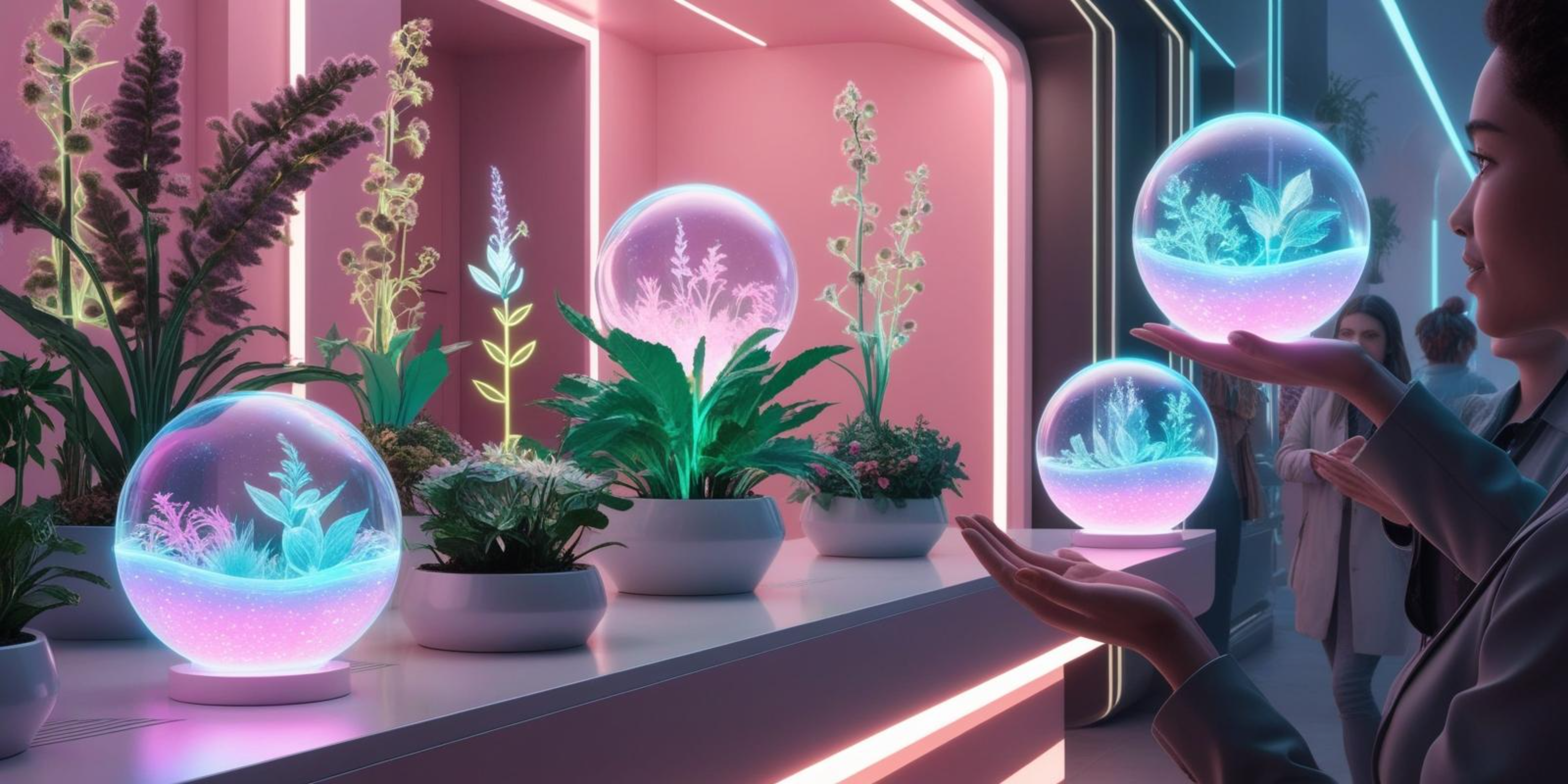 水晶球與熱帶植物 壁紙