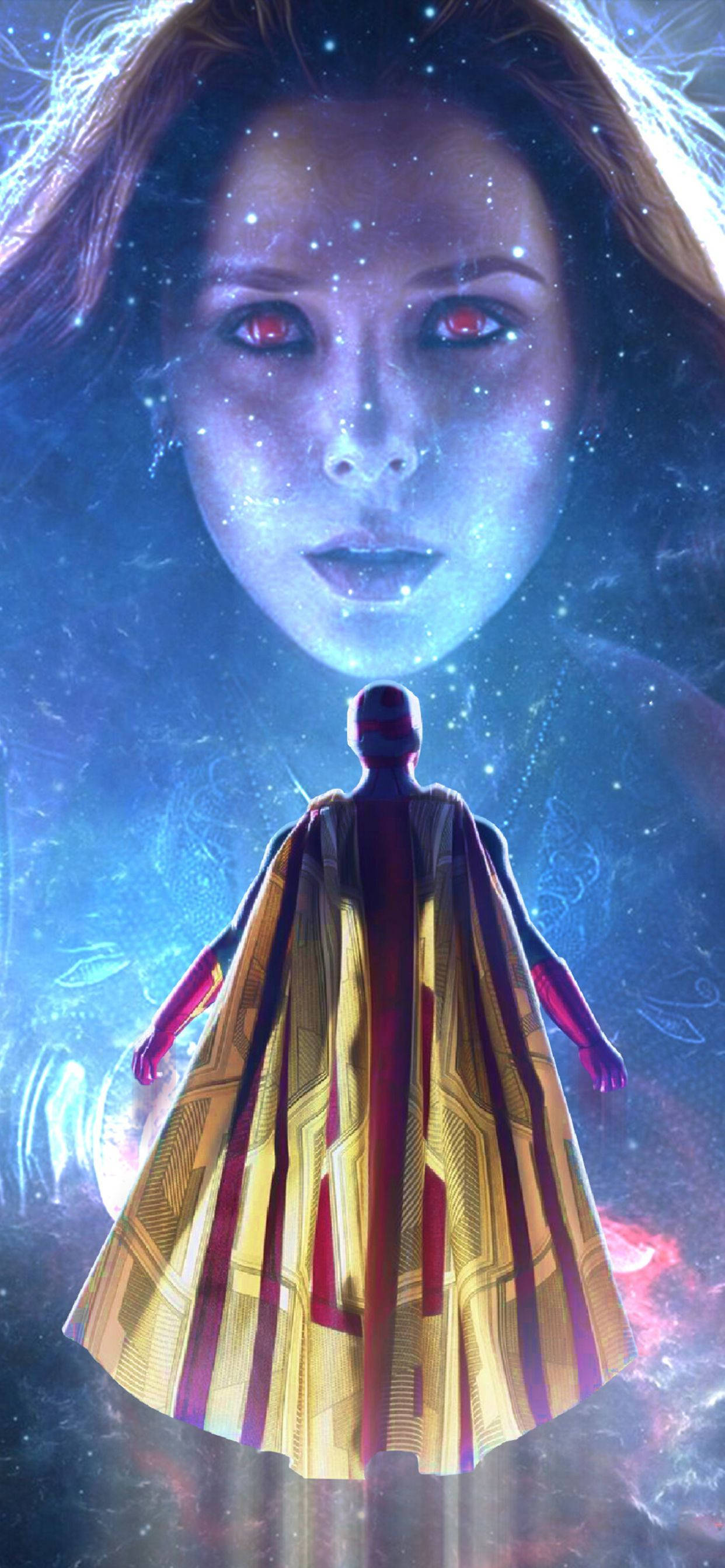 汪達·馬克希莫夫（緋紅女巫）與幻視這對引人入勝的搭檔，在太空中稍作休息，同時穿梭於他們所處的扭曲現實。 壁紙