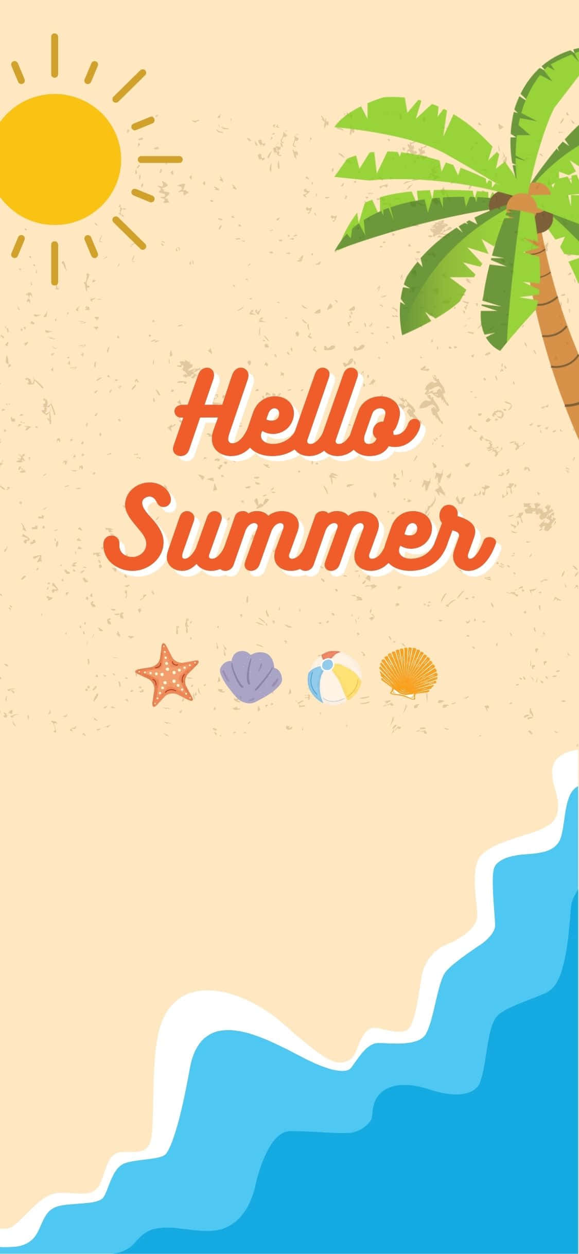 海滩俯瞰图 iPhone X 夏日背景 壁紙