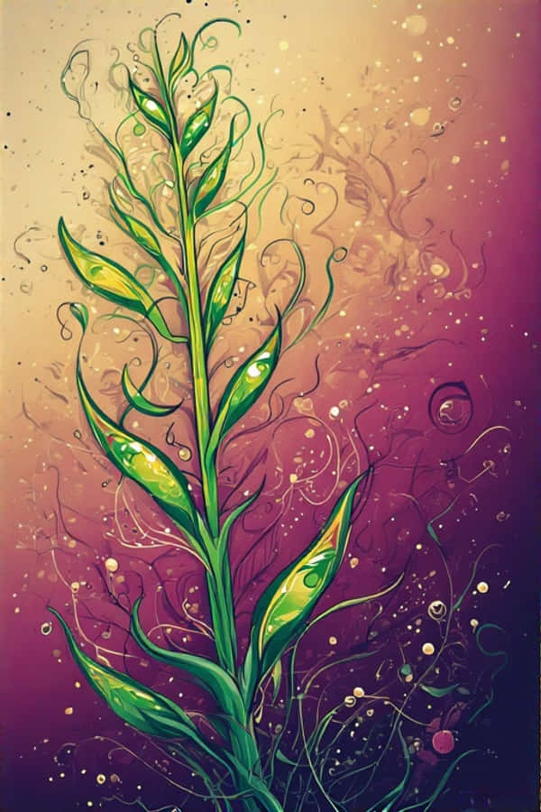 沙漠夢幻暮色下的露珠莖葉 壁紙