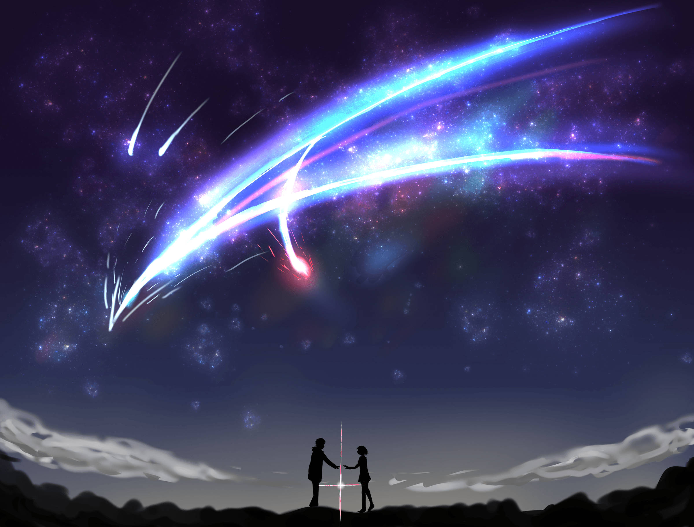 流星劃過的動畫風景 壁紙