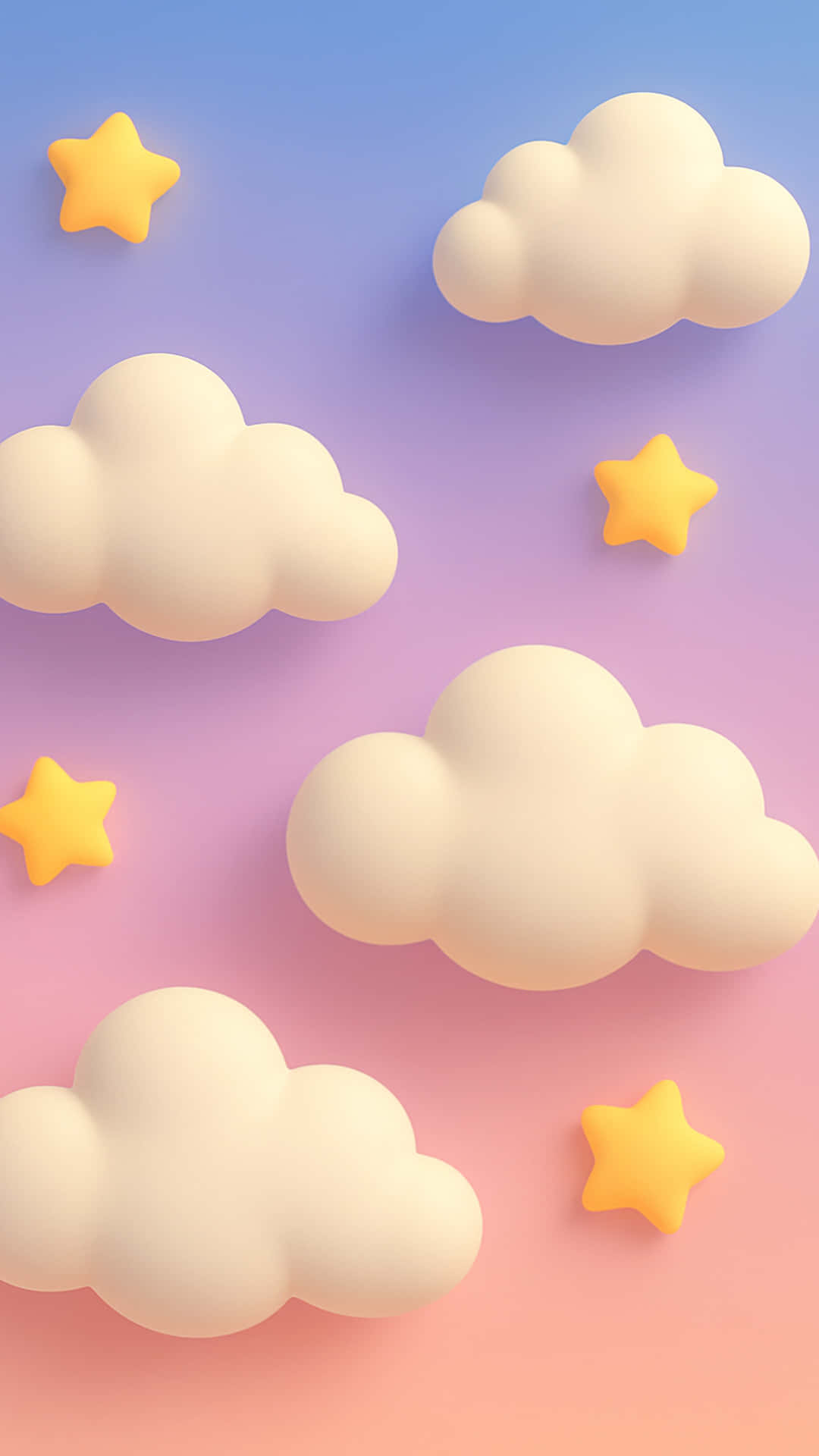 柔和光線，漂浮，雲朵，星星，天空，夢幻，月亮，夜晚，色彩