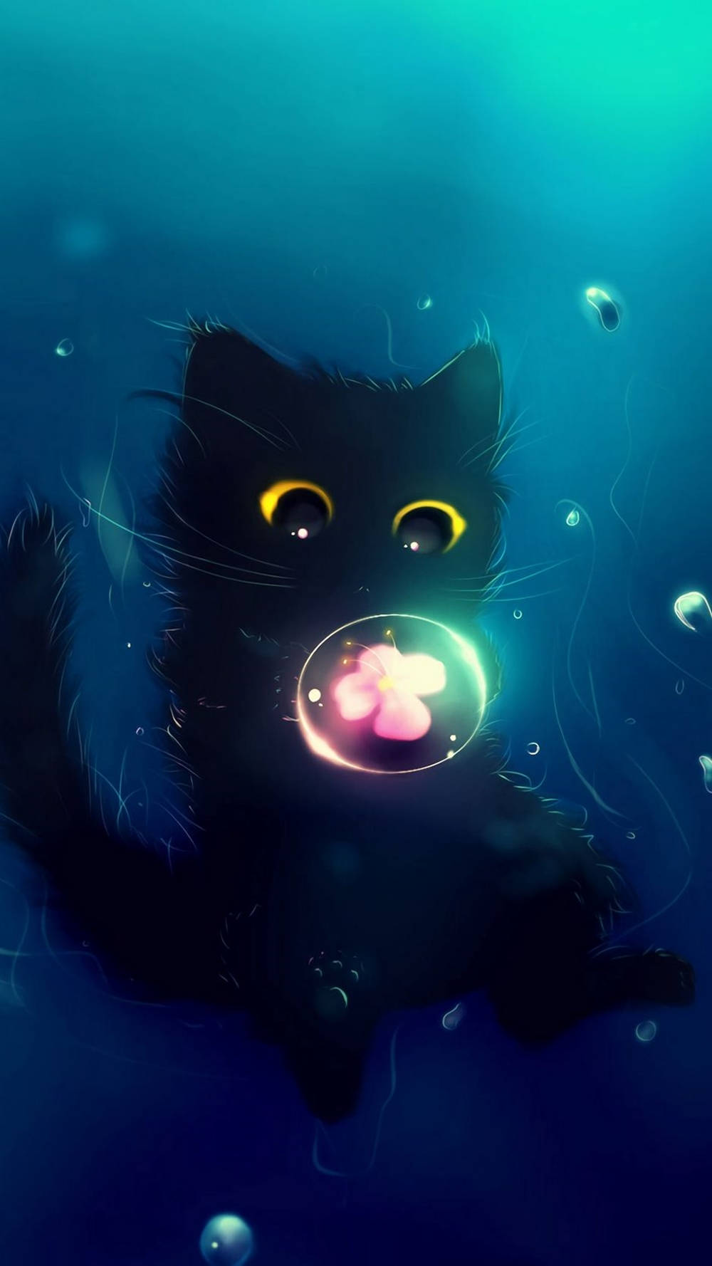 海洋奇幻艺术黑猫iPhone壁纸 壁紙
