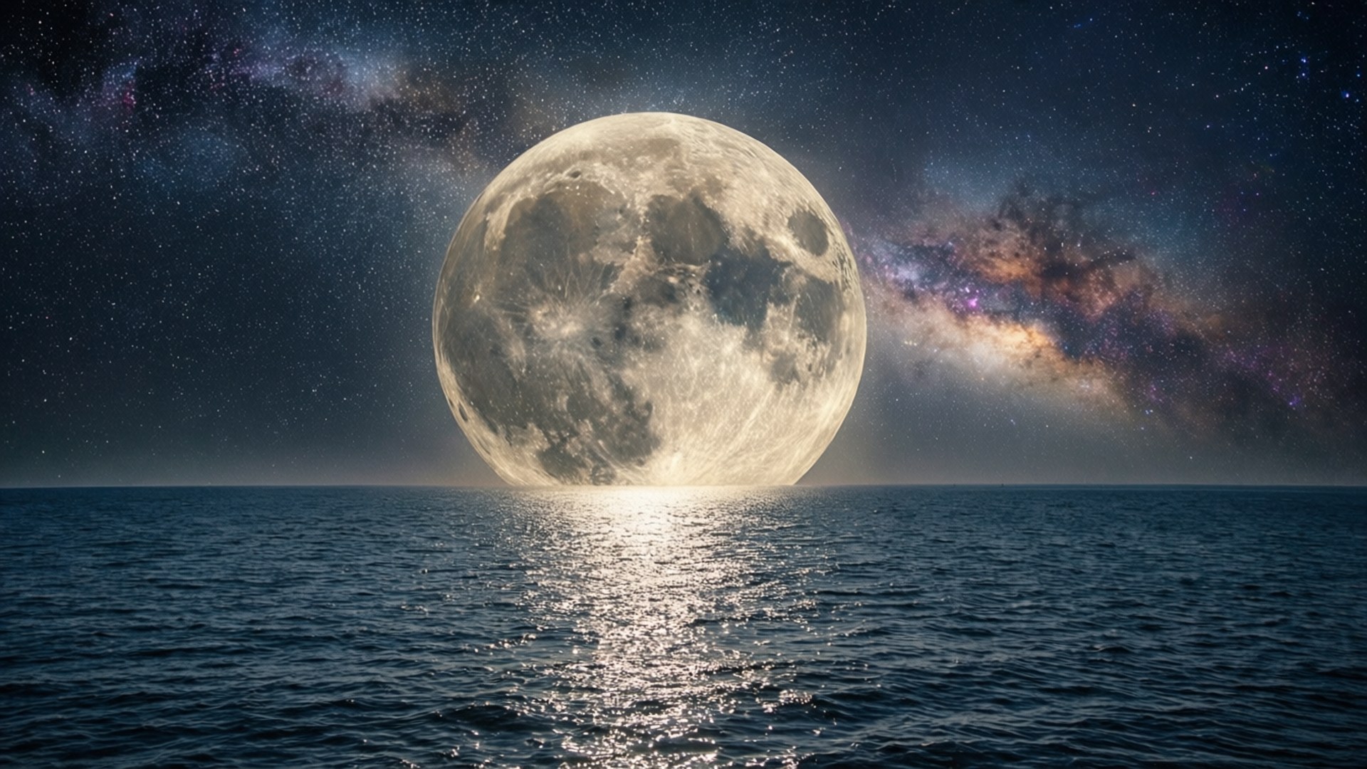 海洋月升 壁紙