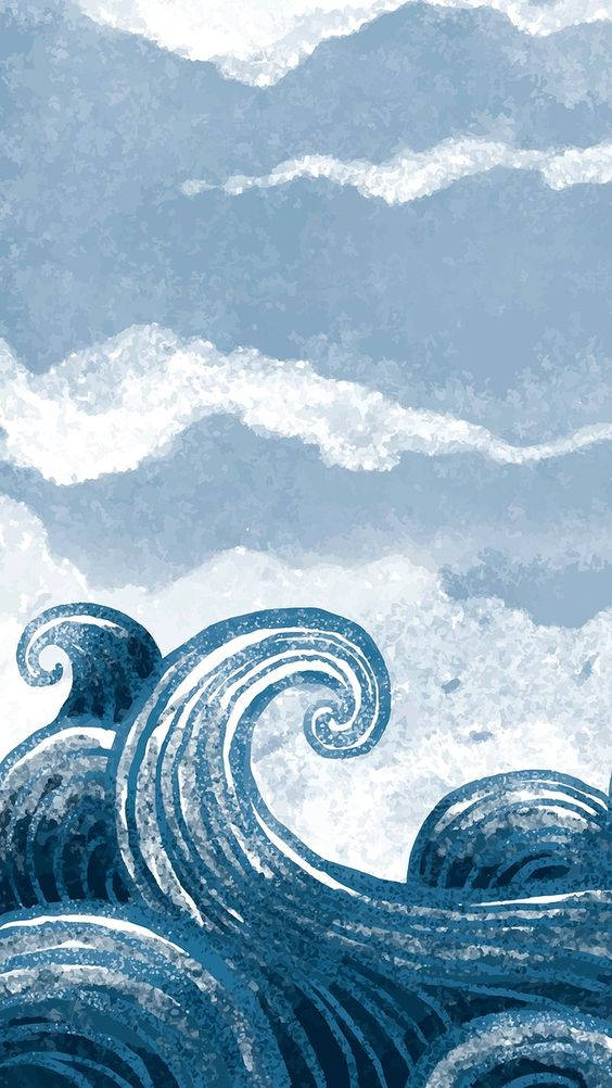 海洋波浪與水之美學卡通 壁紙