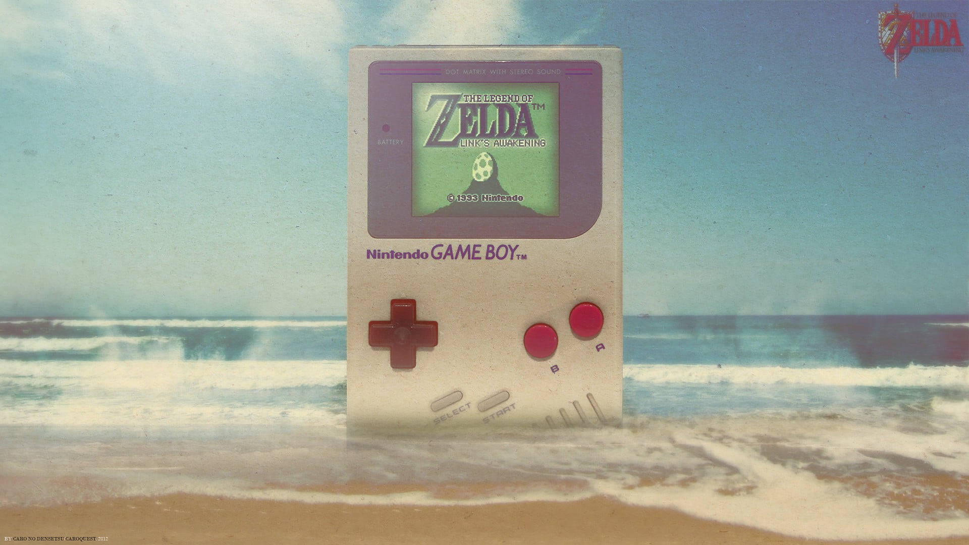 海灘上的巨型任天堂Game Boy 壁紙