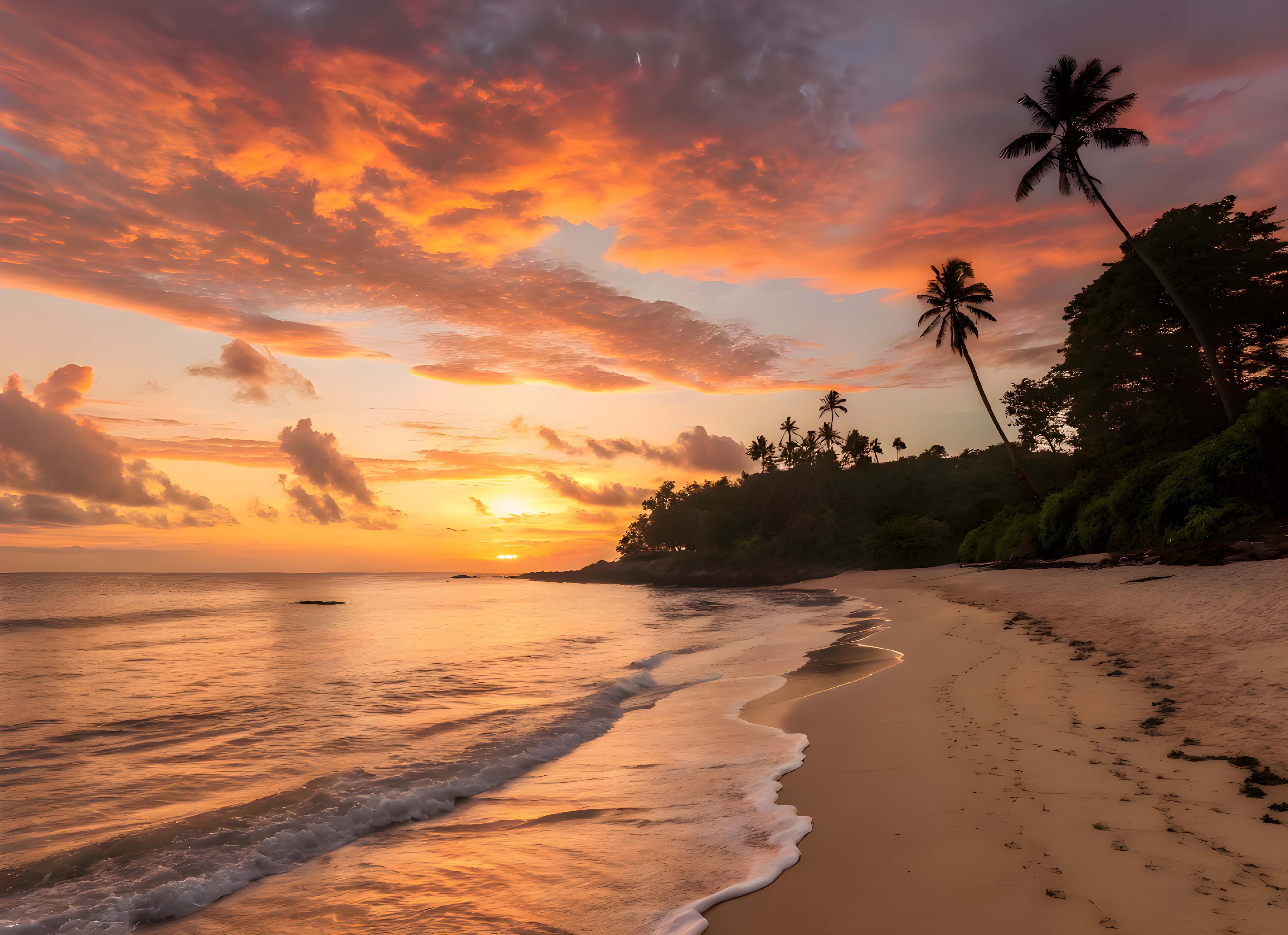 海灘夕照時光 壁紙