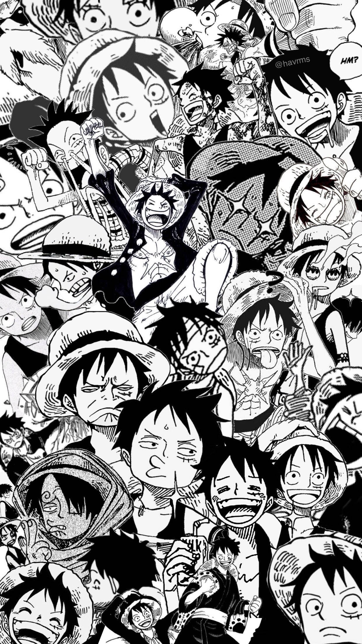 海贼王手机路飞漫画拼贴壁纸 壁紙