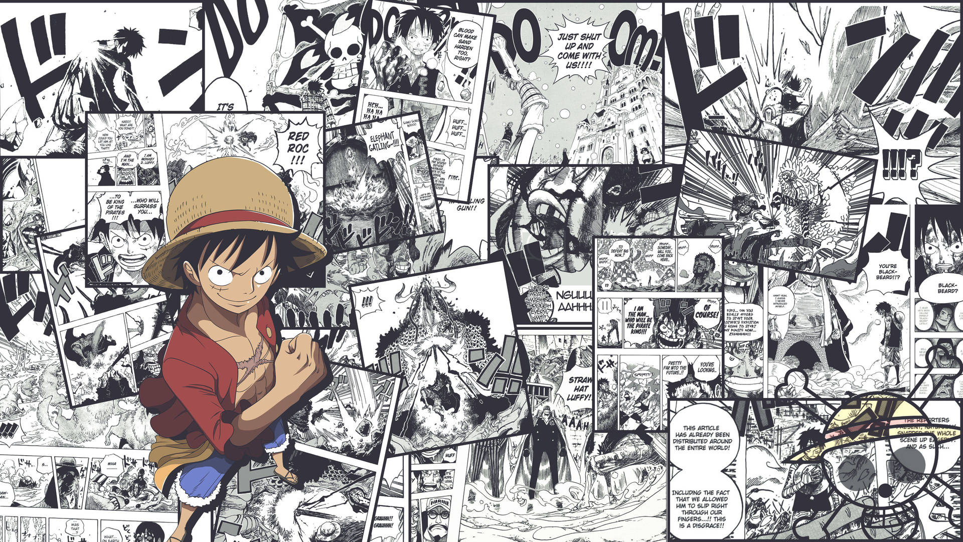 海贼王桌面漫画分镜壁纸 — 魯夫 壁紙