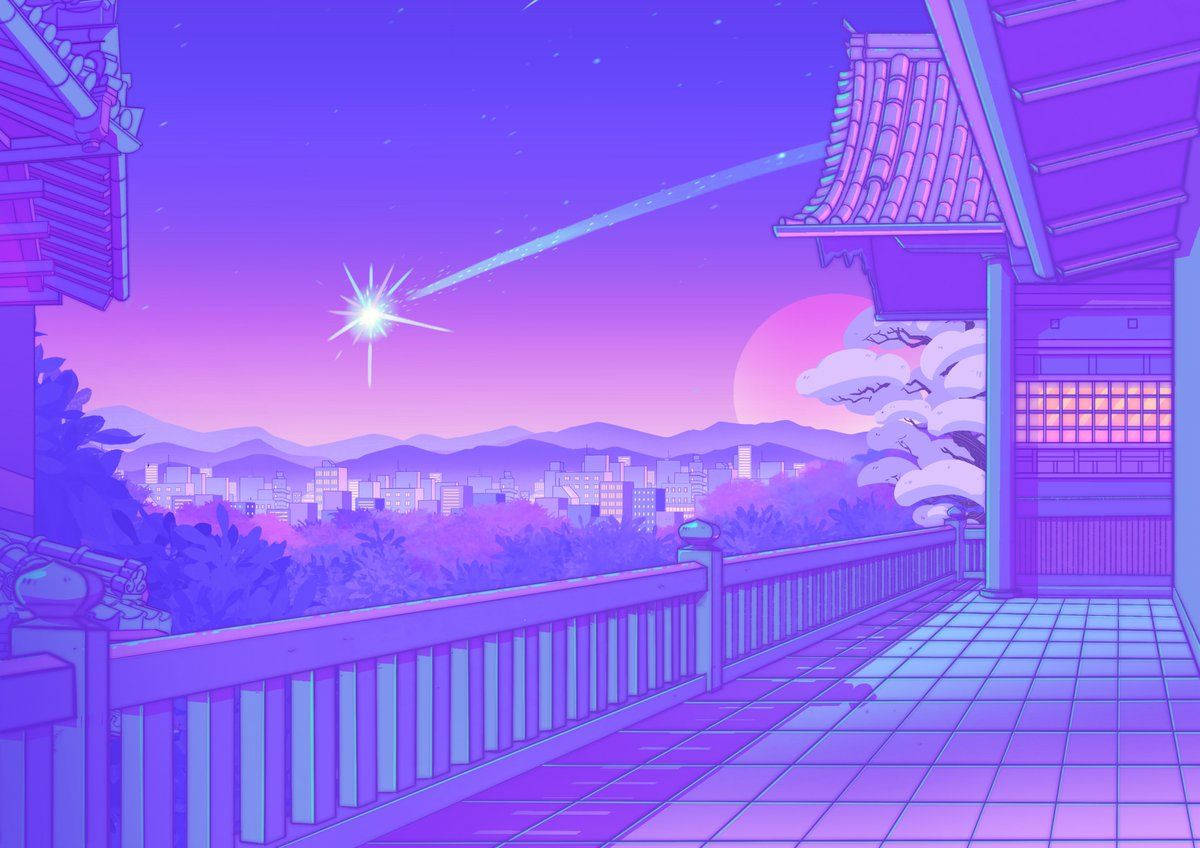 淡紫小屋閃耀之星桌布 — 淡紫色 壁紙