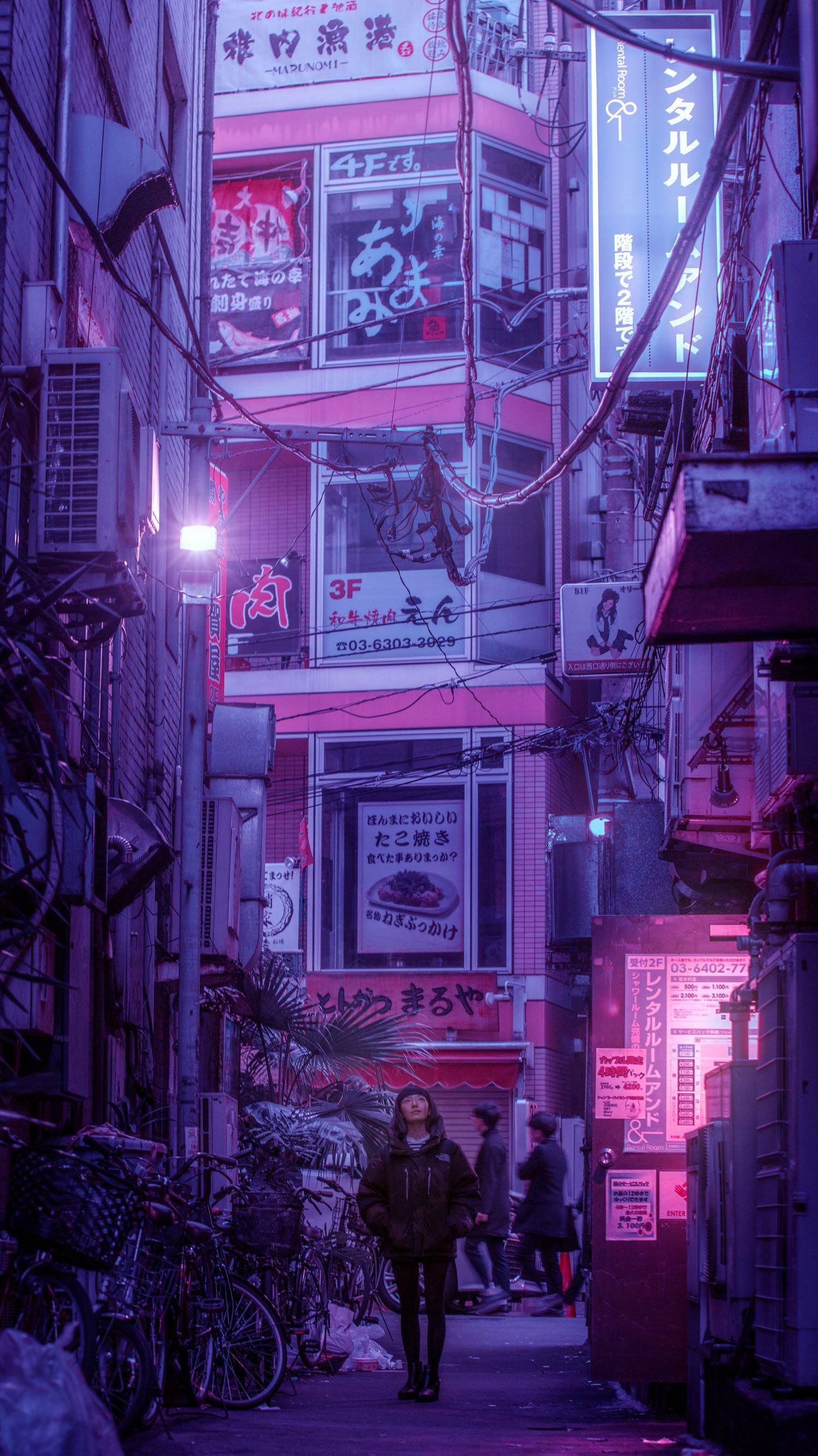 淡紫美學日本街道 壁紙