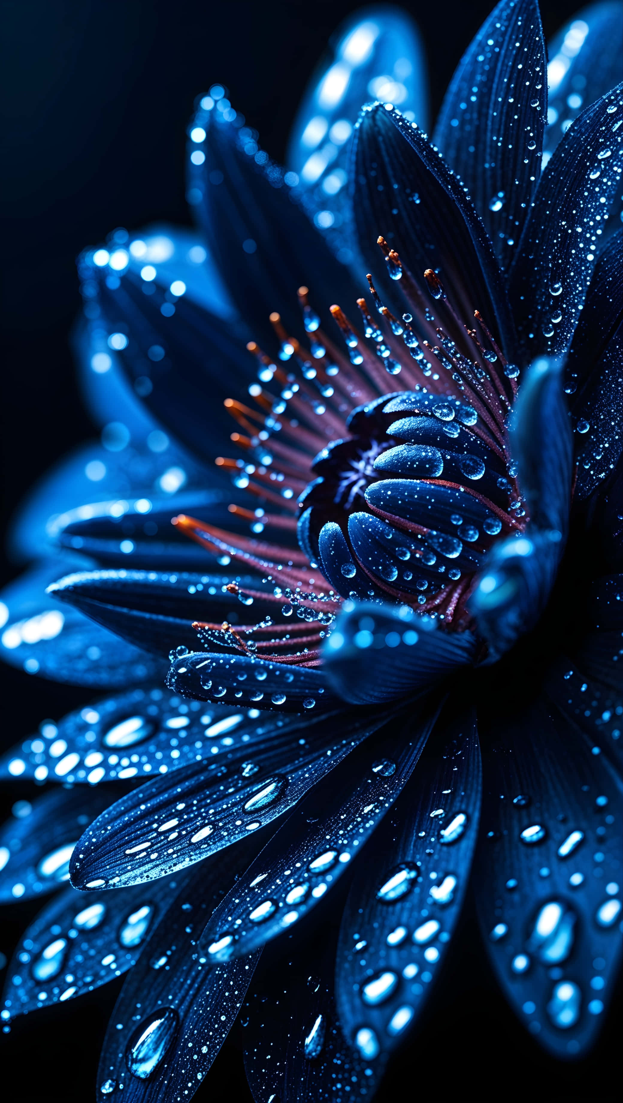 深蓝花朵微距 壁紙