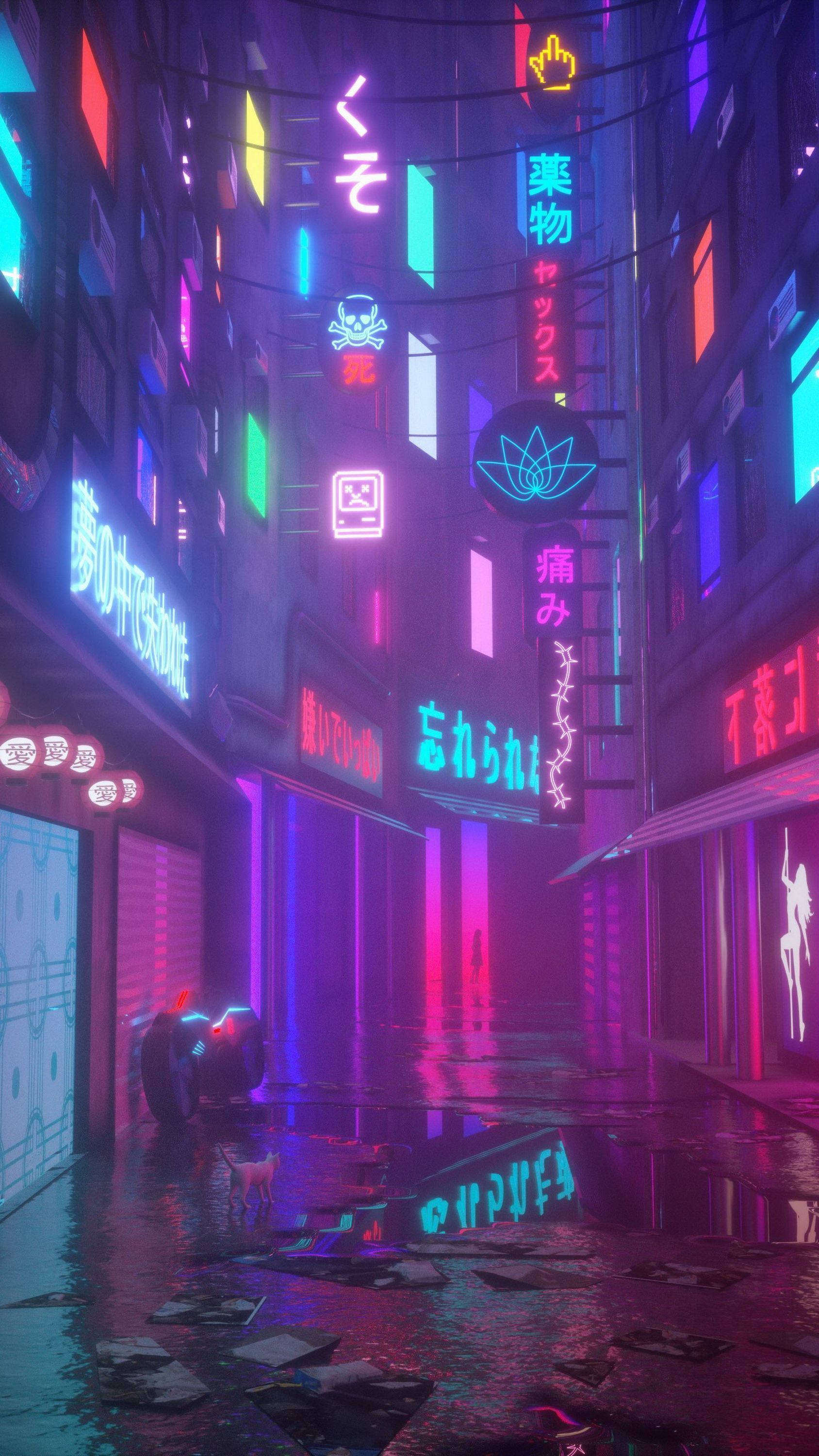 淺紫美學霓虹招牌 壁紙