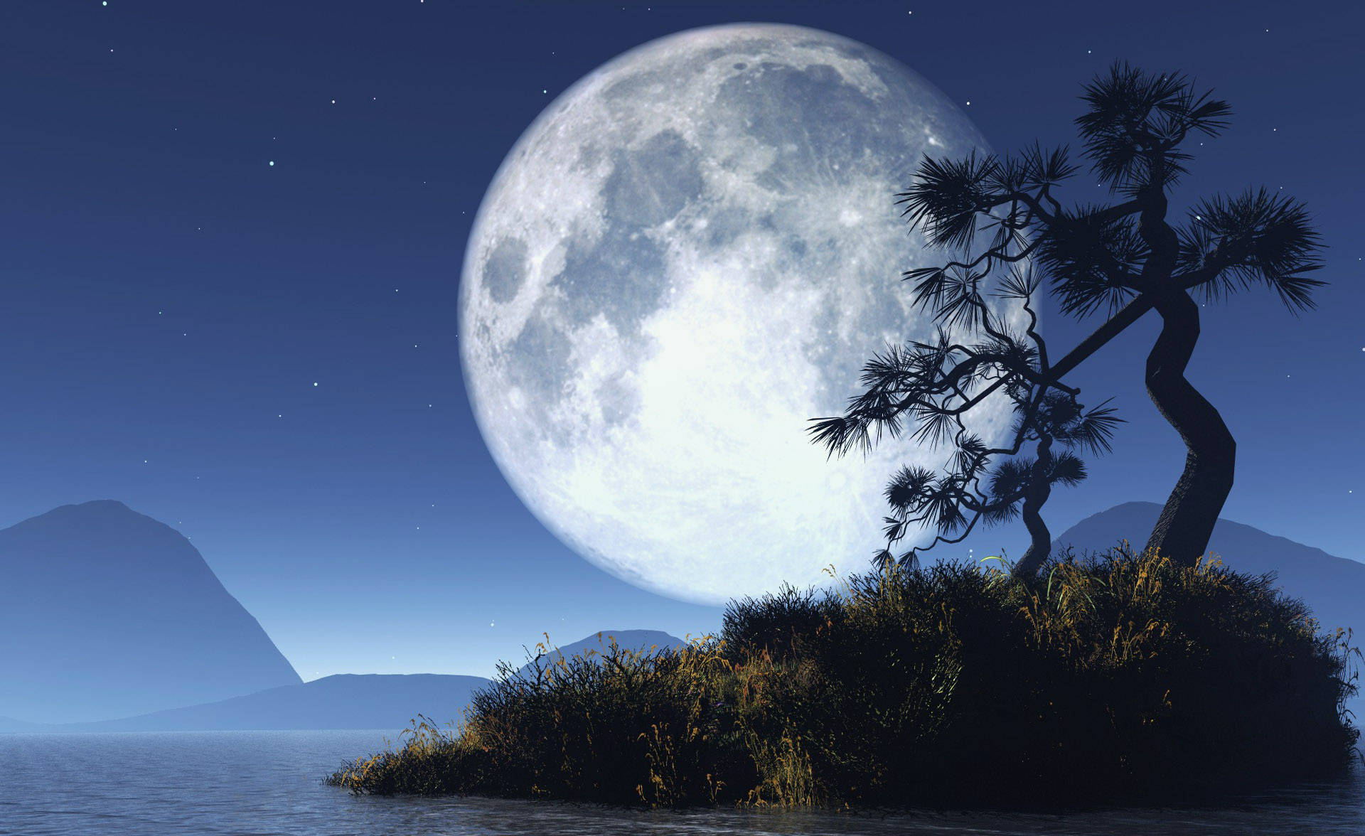 清朗月夜星空 壁紙