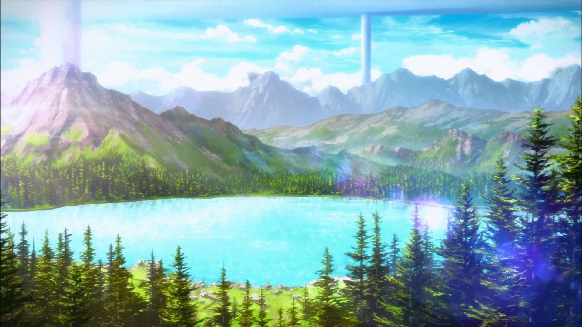湖泊動漫風景 壁紙