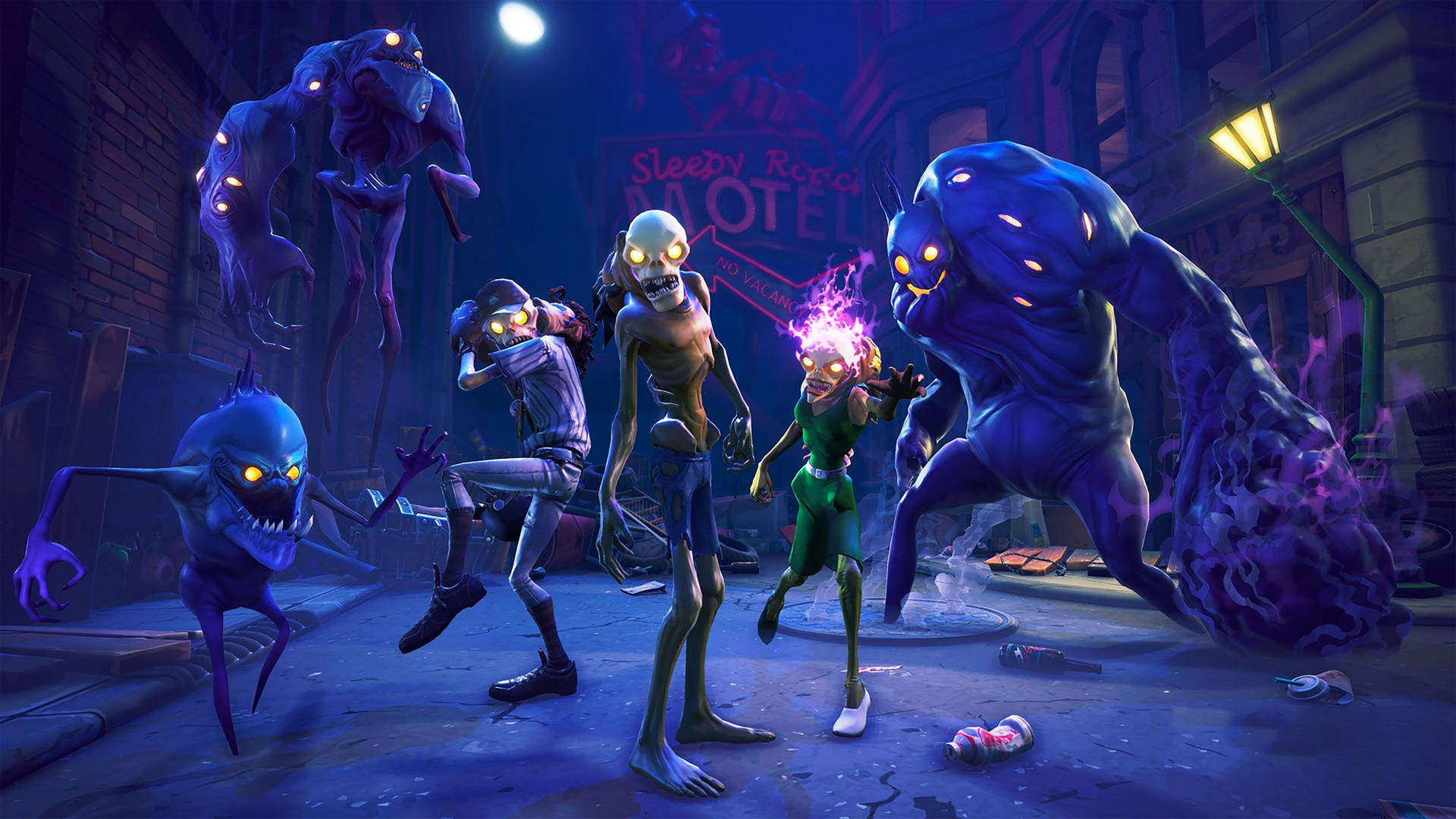 來自《要塞英雄》拯救世界模式的各種造型殭屍與小頭目桌布。 — Fortnite 壁紙