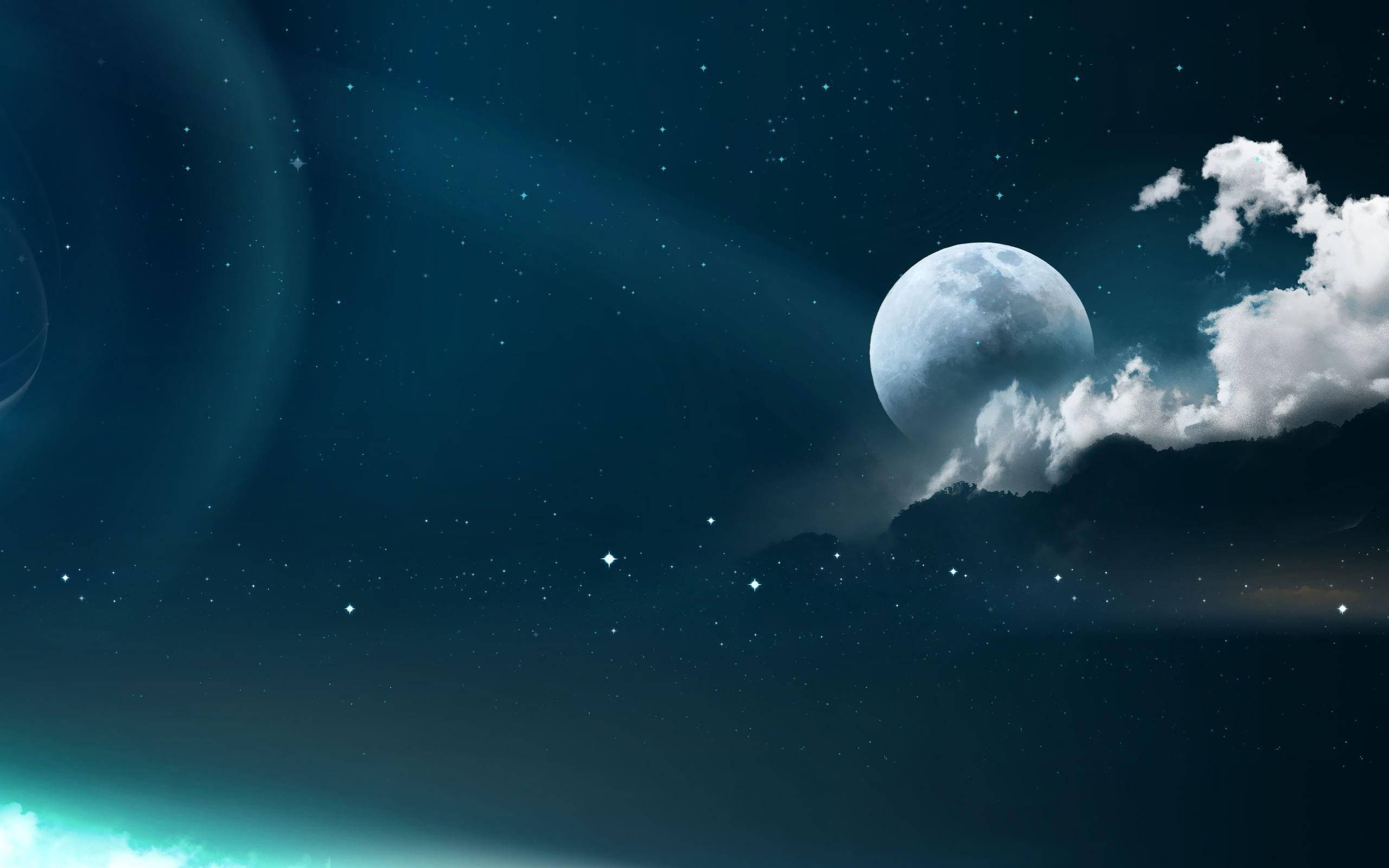 滿月與星空 壁紙