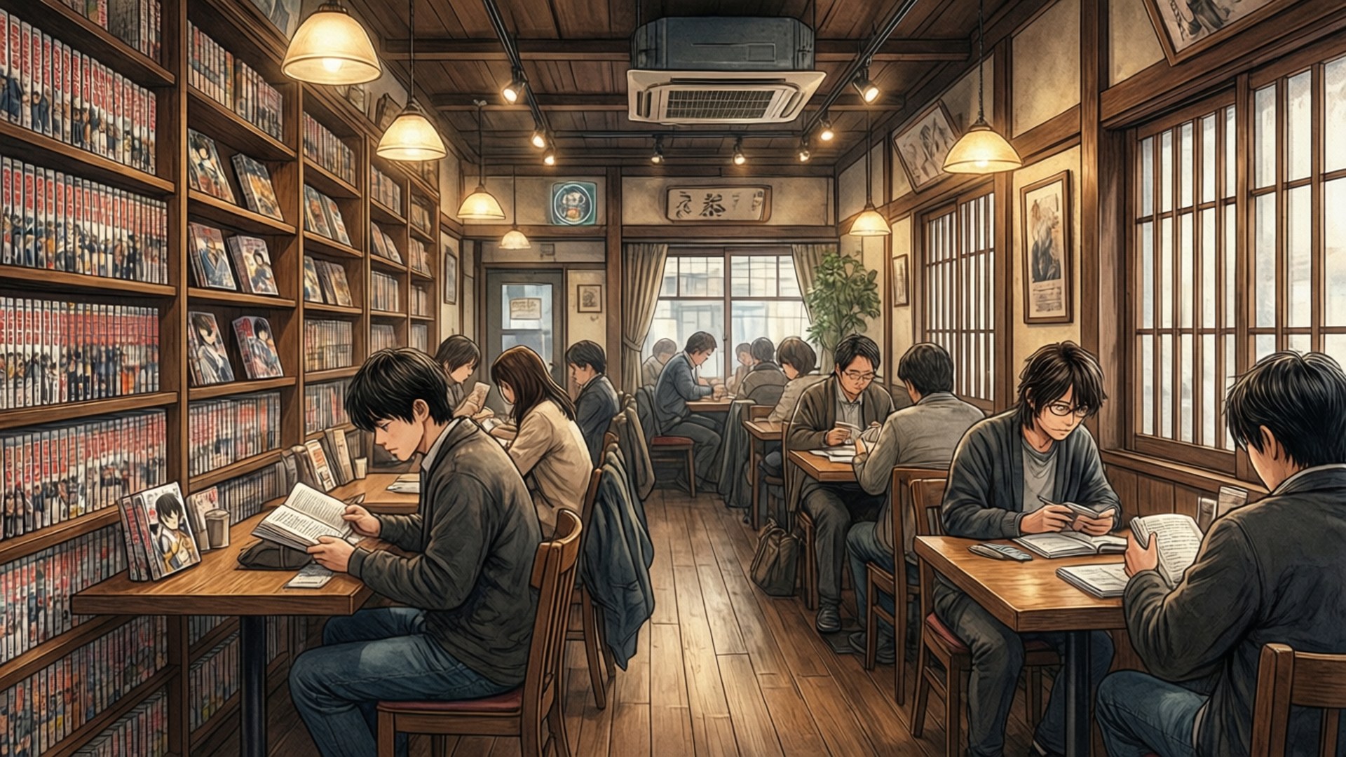 漫畫咖啡廳內景 壁紙