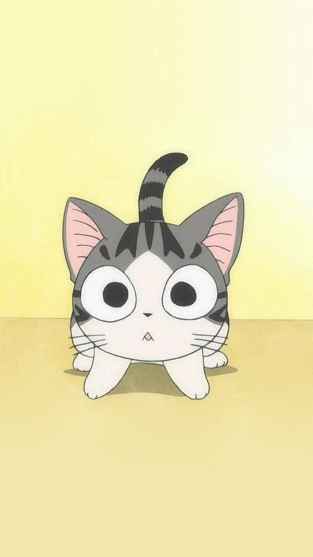 灰色与粉色卡通猫 壁紙