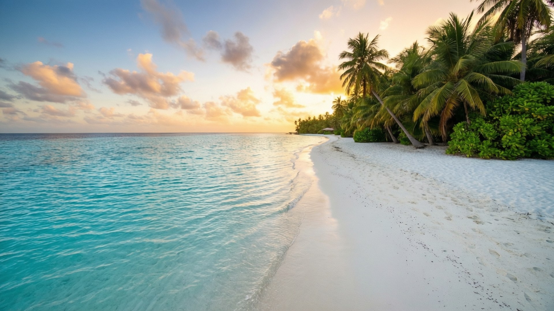 热带海滩日落 壁紙