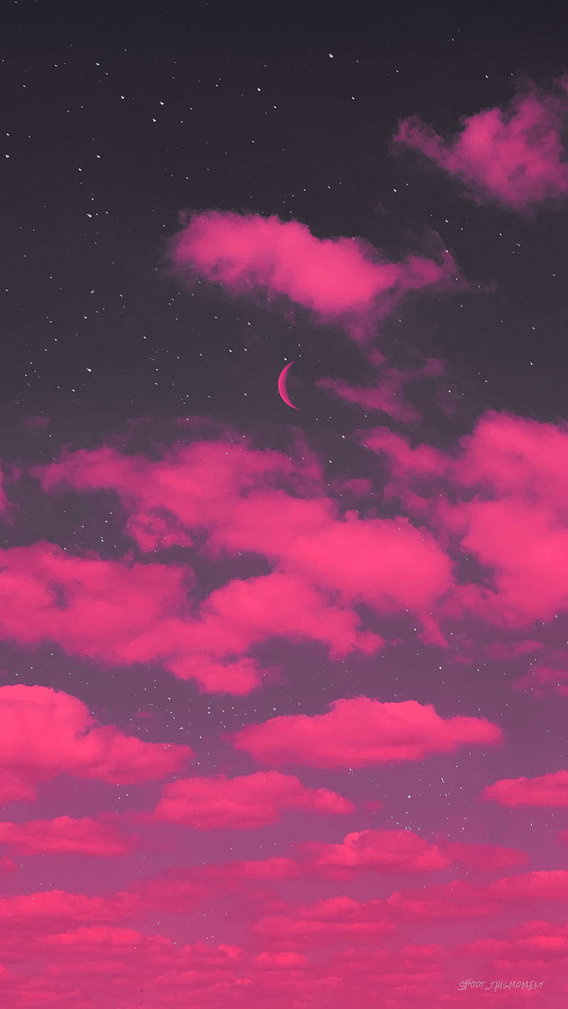 熱粉紅美學雲朵 壁紙