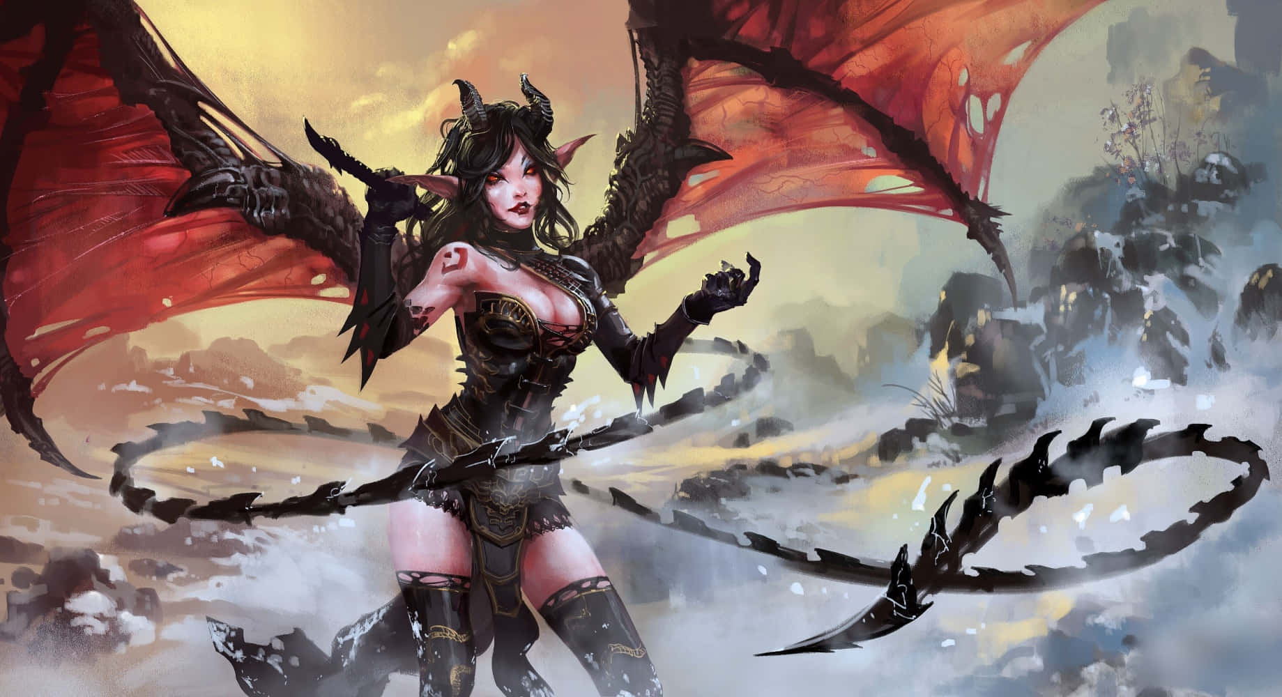 熾紅雙眸的霸氣動漫惡魔 壁紙