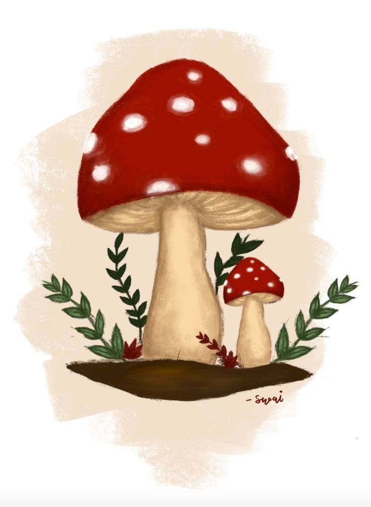 獨立小孩美學紅蘑菇 壁紙