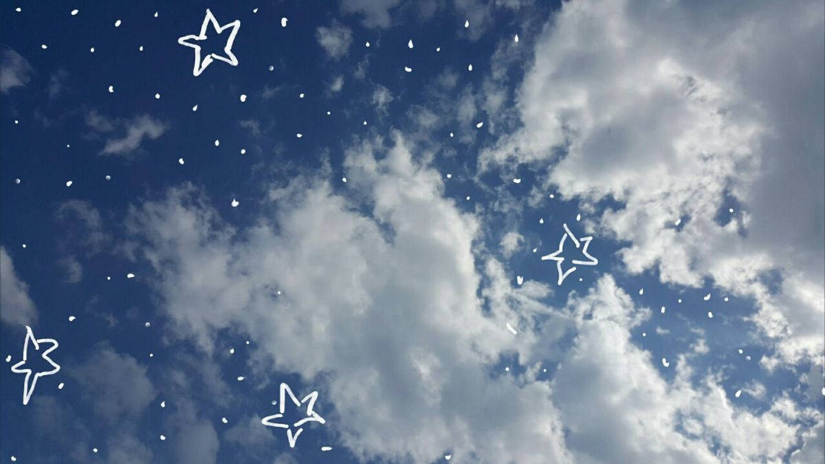 獨立美學筆電桌布：藍天與星星 壁紙
