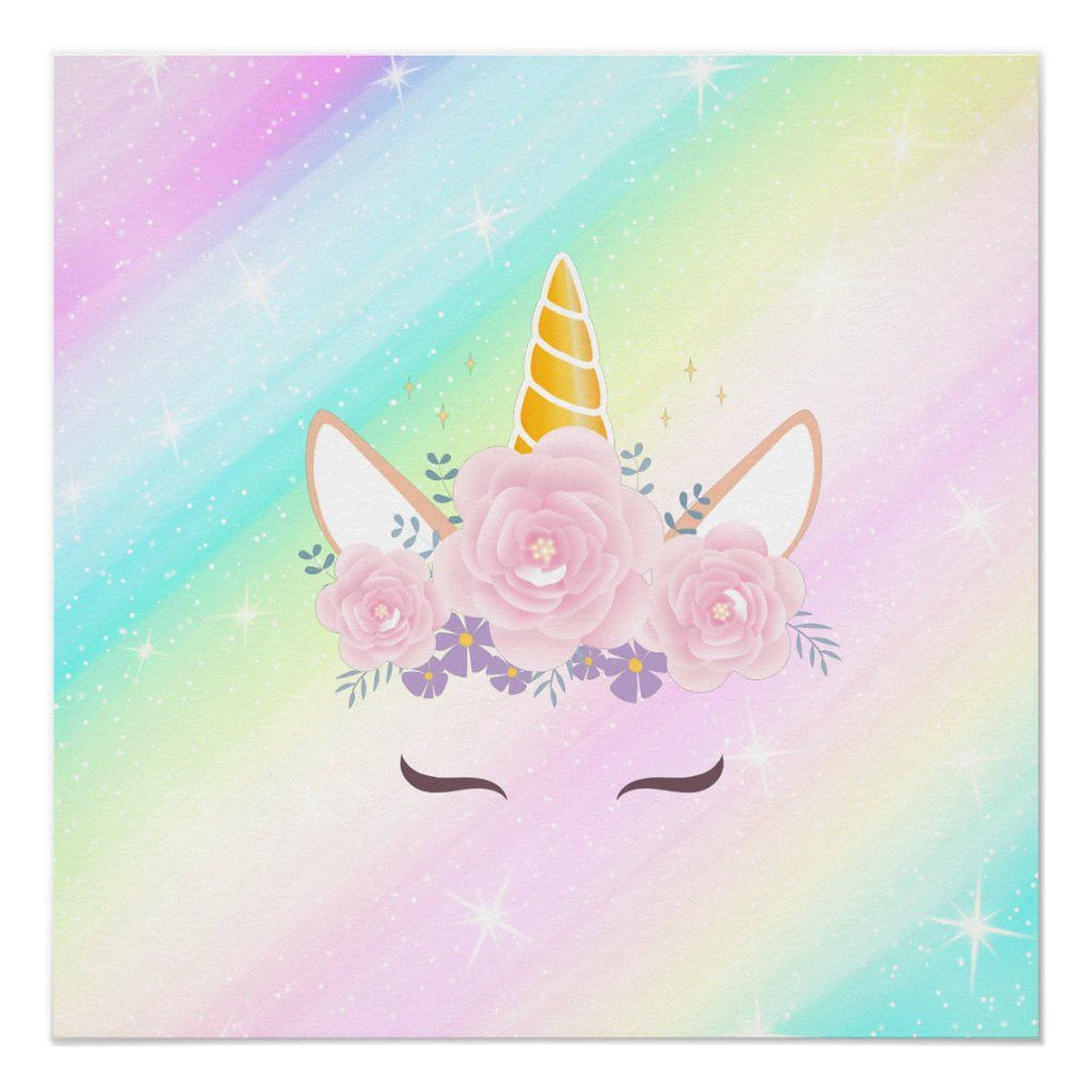 獨角獸臉龐與柔和彩虹 壁紙
