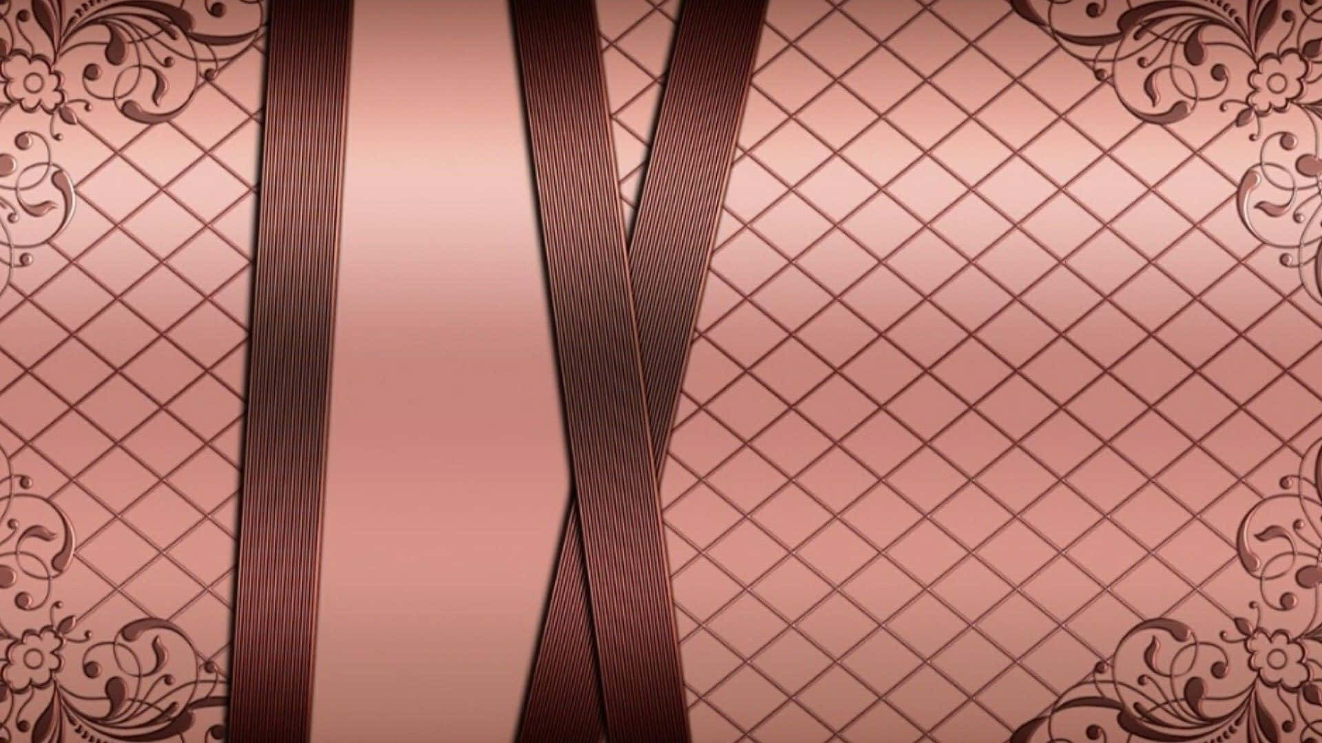 玫瑰金桌面搭配绑带与网袋 壁紙