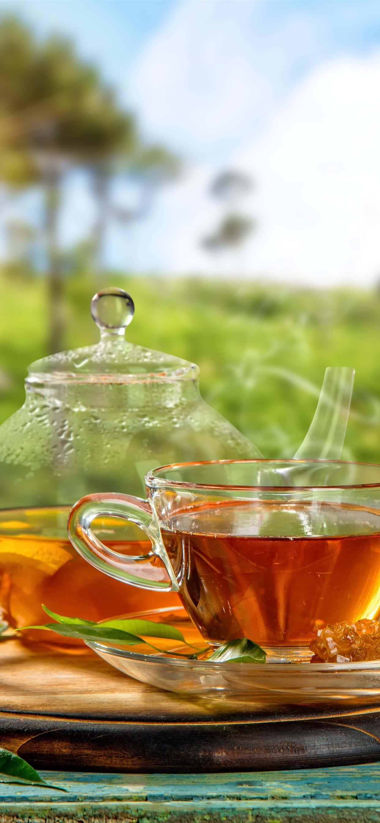 玻璃茶杯与壶图片 壁紙