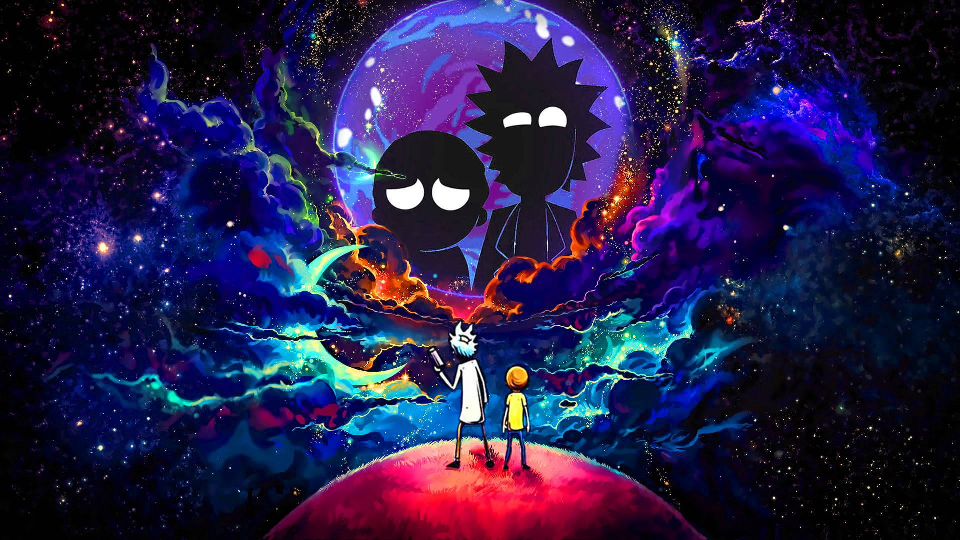 瑞克和莫蒂炫酷星系主题海报 壁紙