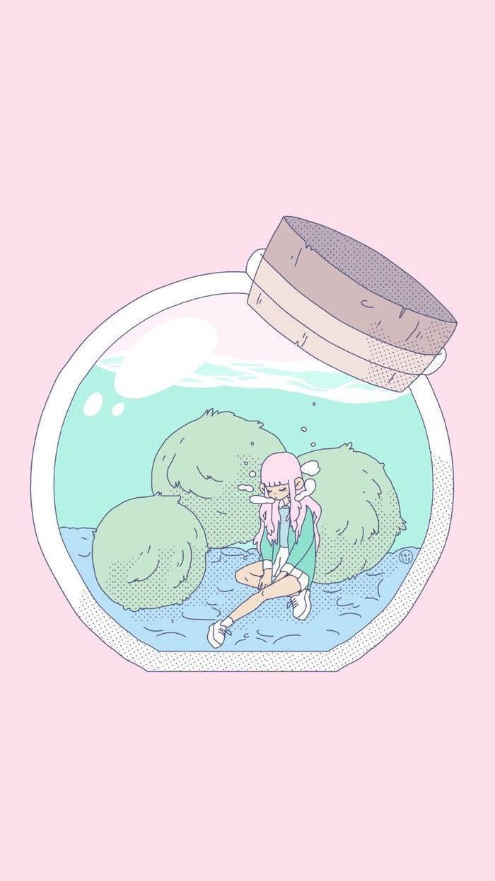 瓶中女孩美學素描 壁紙
