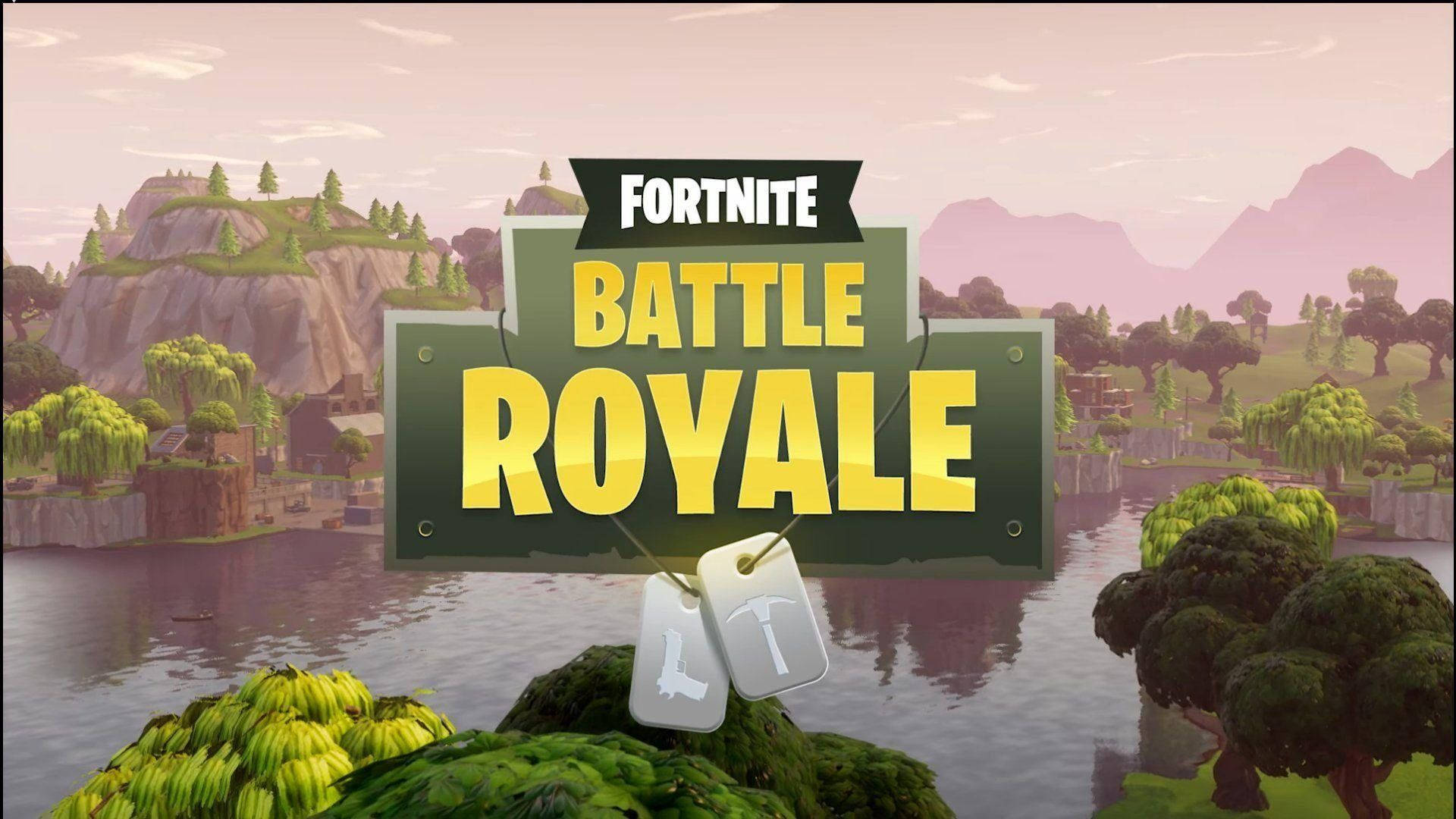 《要塞英雄》生存競技遊戲畫面，包含湖泊與樹林的高畫質桌布。 — Fortnite 壁紙