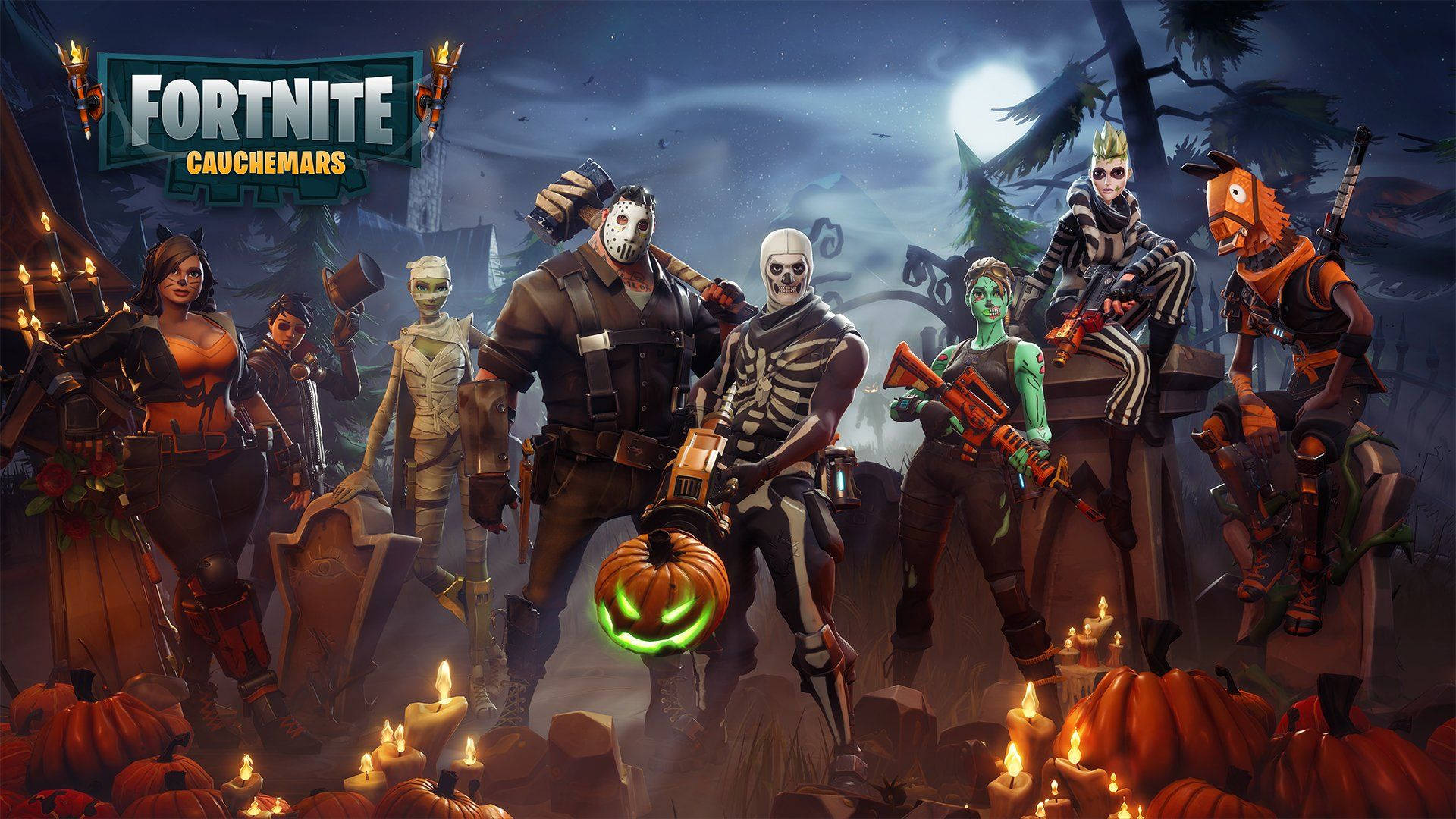 《要塞英雄》HD桌布中的全新萬聖節主題造型。 — Fortnite 壁紙
