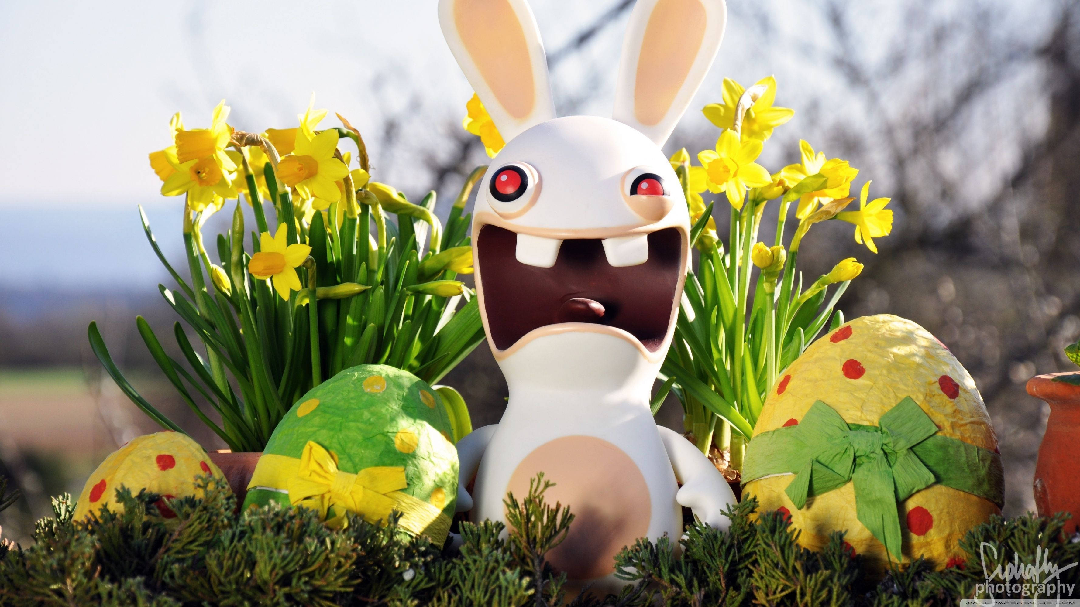 用這些彩色 Rayman 瘋狂兔子蛋慶祝復活節 壁紙