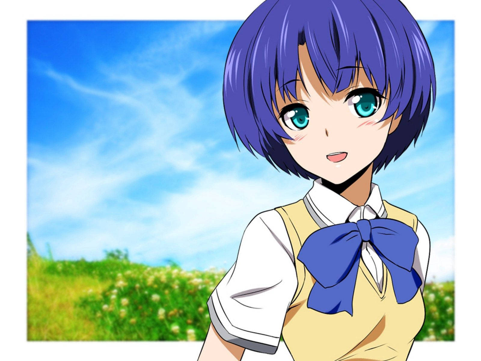 田野中的可愛動漫女孩桌布
