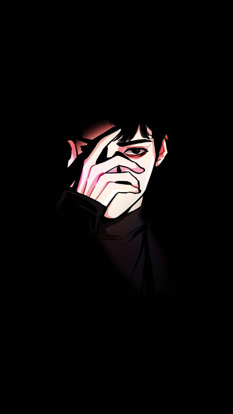 男生手机动漫男生遮脸 壁紙