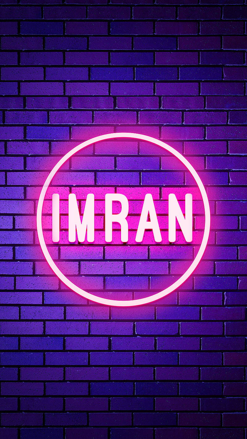 發光霓虹燈「Imran」名字 壁紙
