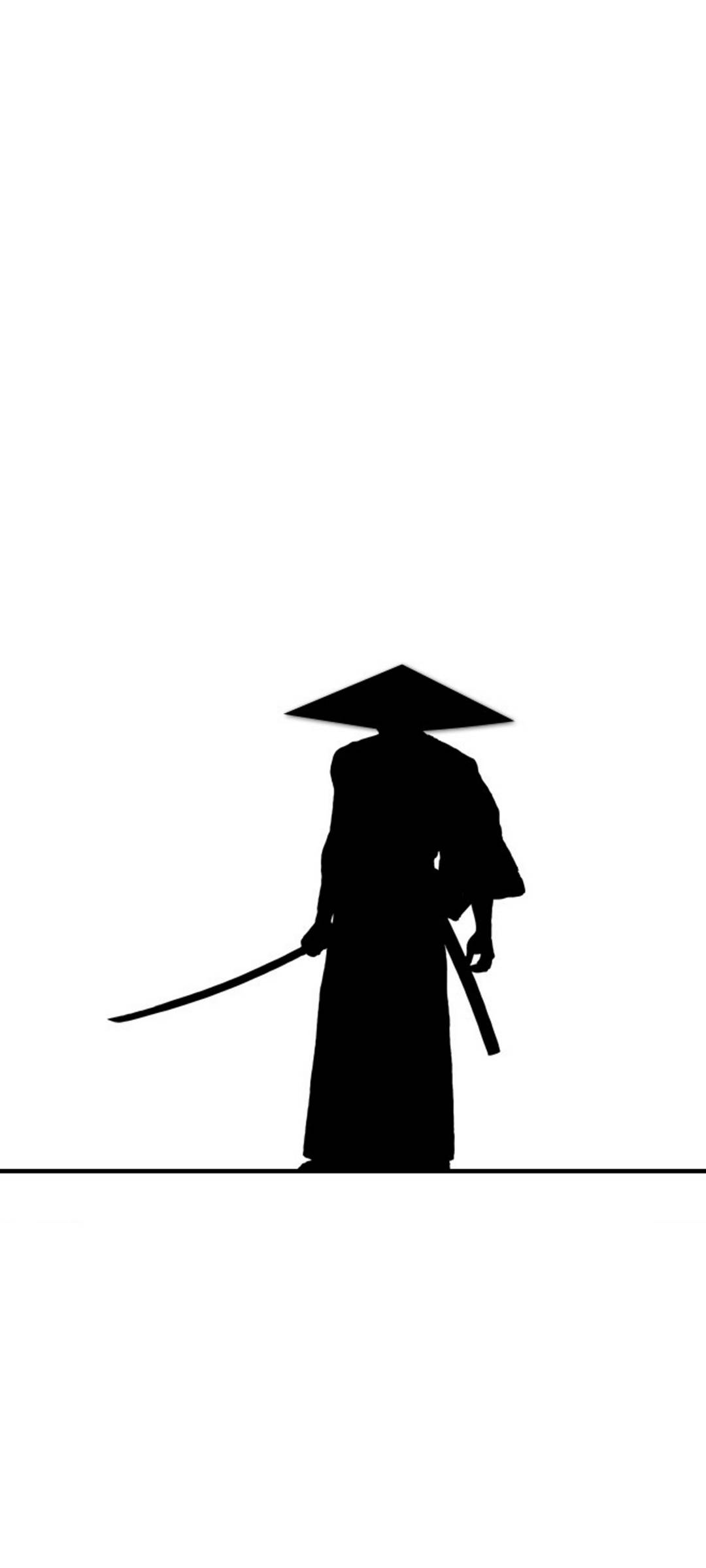 白色武士剪影iPhone 壁紙