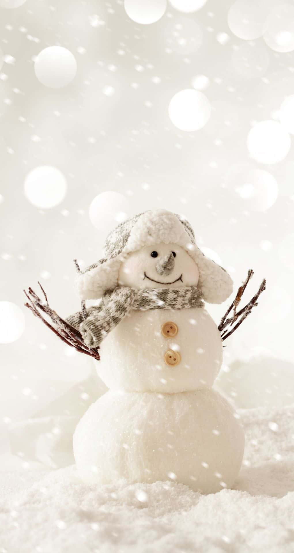 白色聖誕雪人 iPhone 壁紙