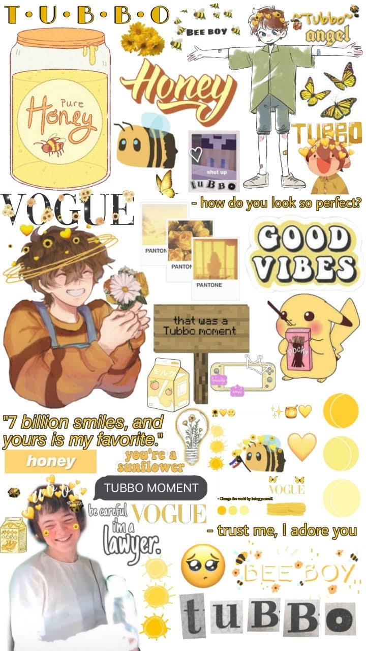 白色與黃色美學 Tubbo 壁紙