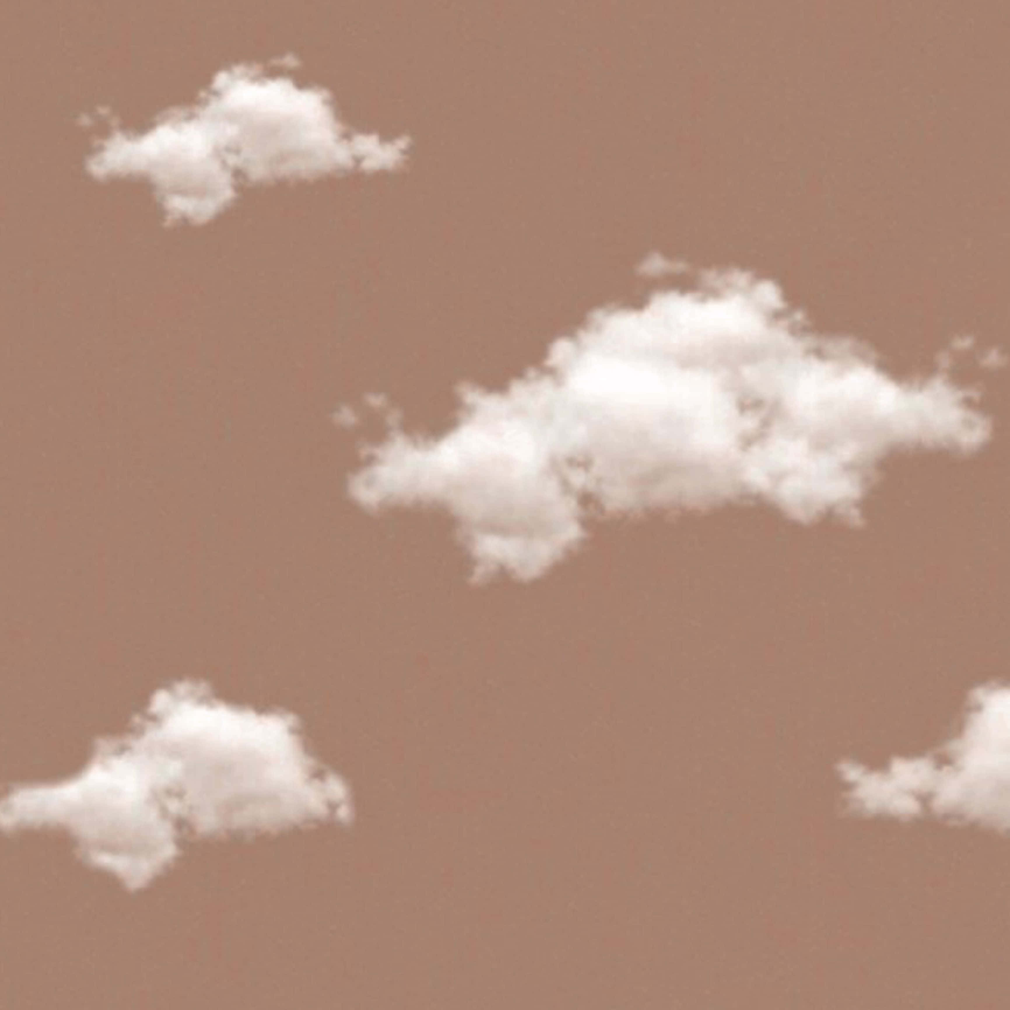 白色雲朵棕色美學 壁紙