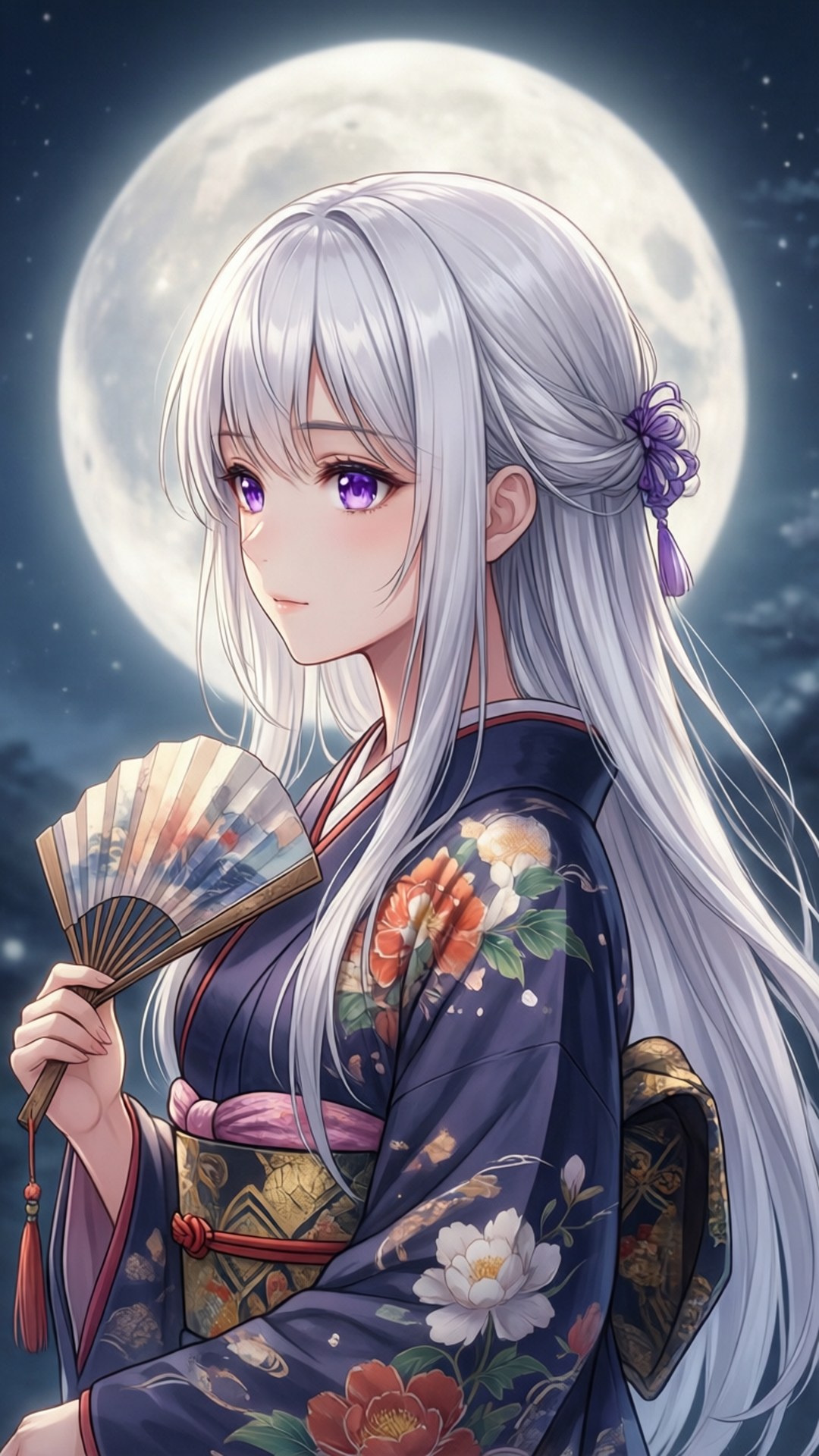 白髮月下 壁紙