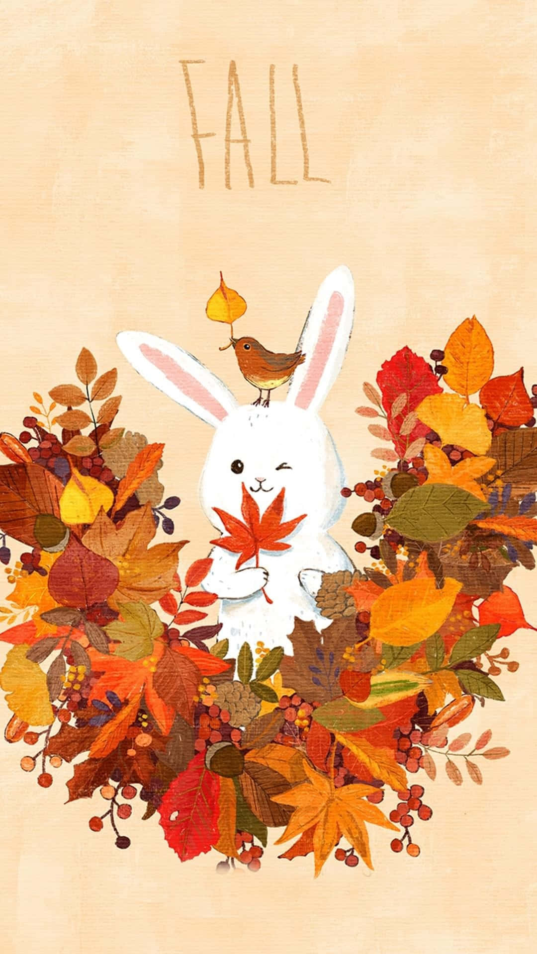 眨眼兔子秋季手机壁纸 壁紙