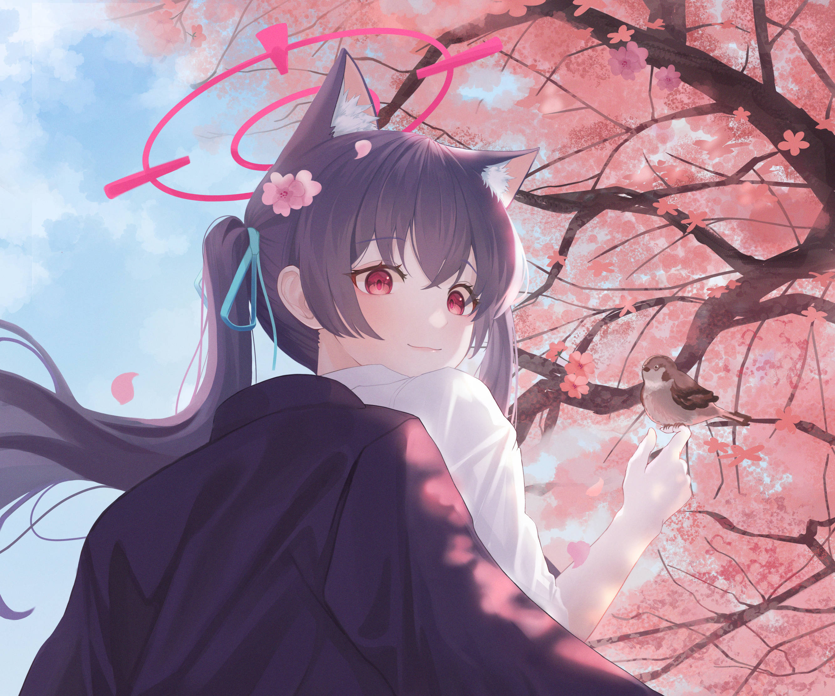 碧藍檔案 Kuromi Serika 櫻花 壁紙